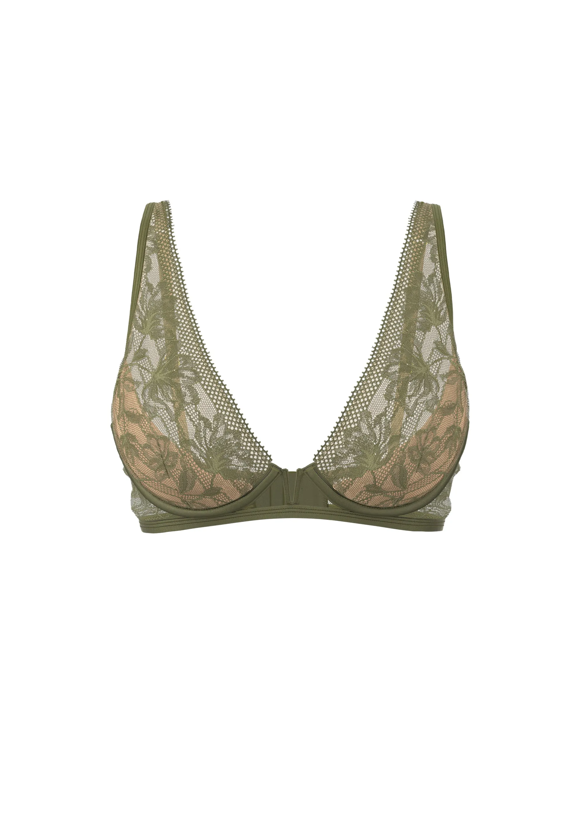 SERAPHINA Plus Olive Green Wired Unlined Plunge Sparkling Lace Bra sold by UCA Lingerie product image thumbnail 5