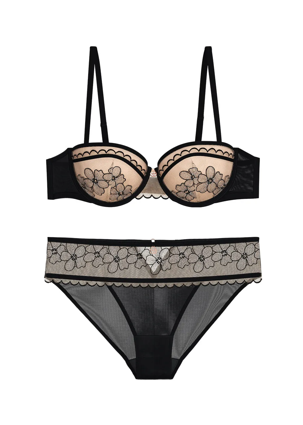 CAMILLA Plus Black Floral Embroidery Lace Lingerie Set sold by UCA Lingerie product image thumbnail 5