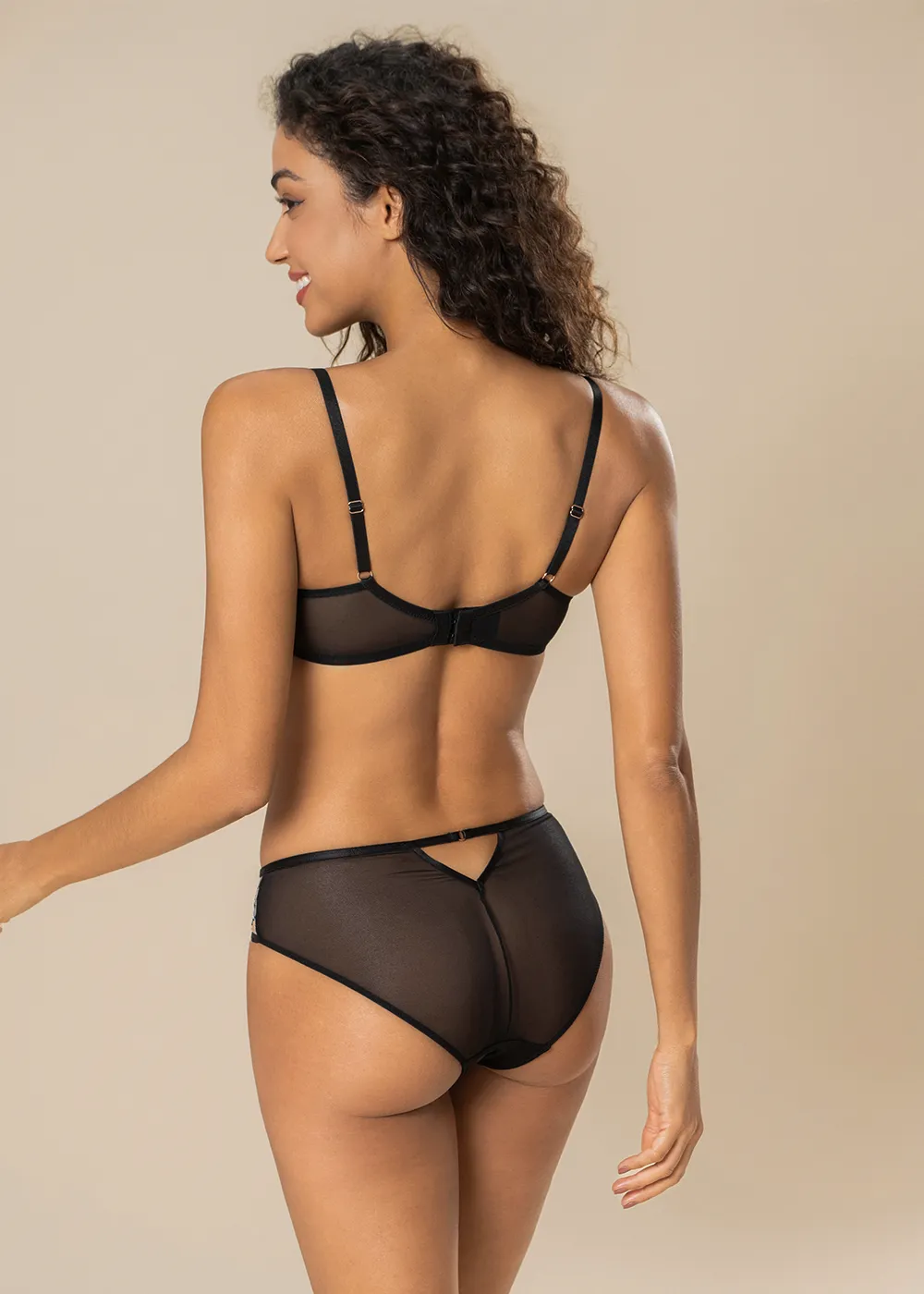 CAMILLA Black Floral Embroidery Lace Lingerie Set sold by UCA Lingerie product image thumbnail 3