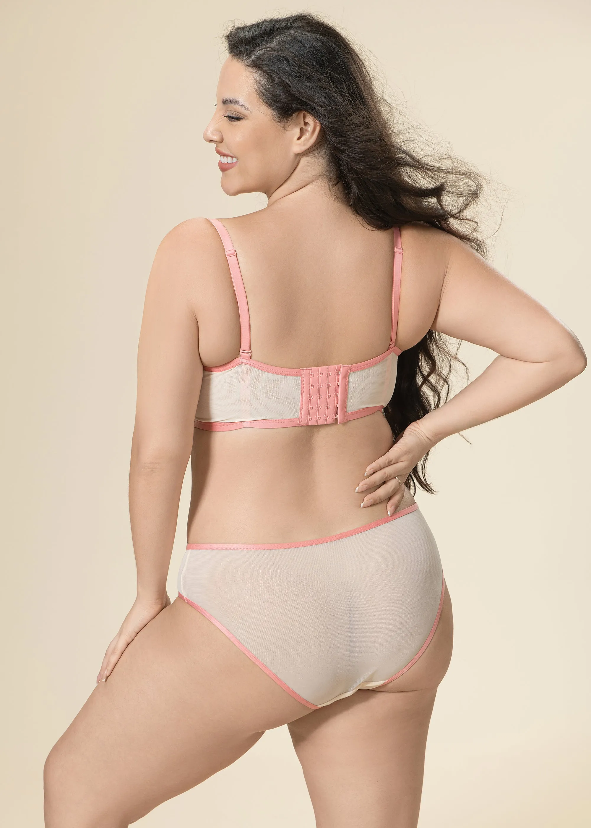 RILEY Pink Floral Embroidery Lace Plus Bra & Panty Set sold by UCA Lingerie product image thumbnail 3