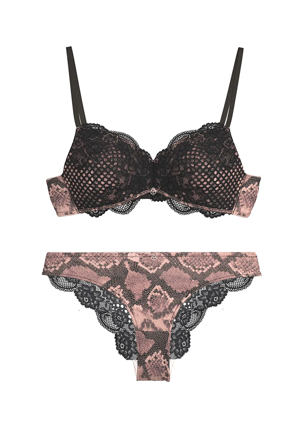 CHIARA Black Lace Snake Print Plus Bra & Panty Set sold by UCA Lingerie product image thumbnail 5