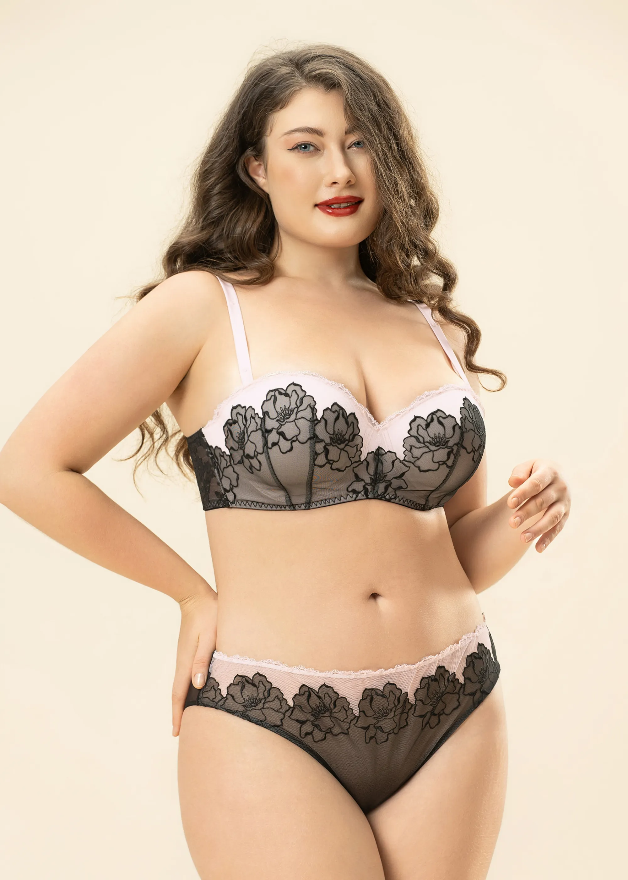 LUMI Plus Embroidery Lace Brief Panties With Removable Sequin Flowers sold by UCA Lingerie product image thumbnail 4