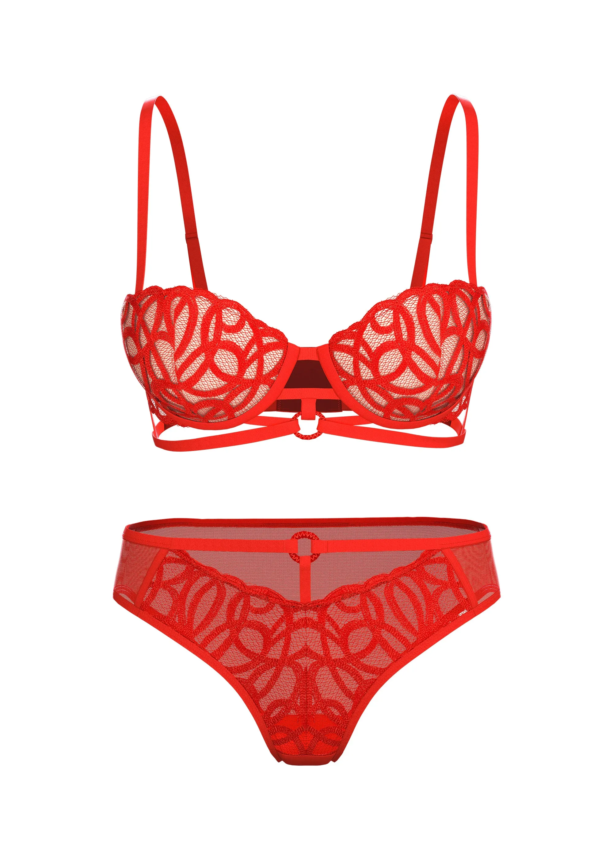 CLAIR Red Embroidery Lace Lingerie Set sold by UCA Lingerie product image thumbnail 5