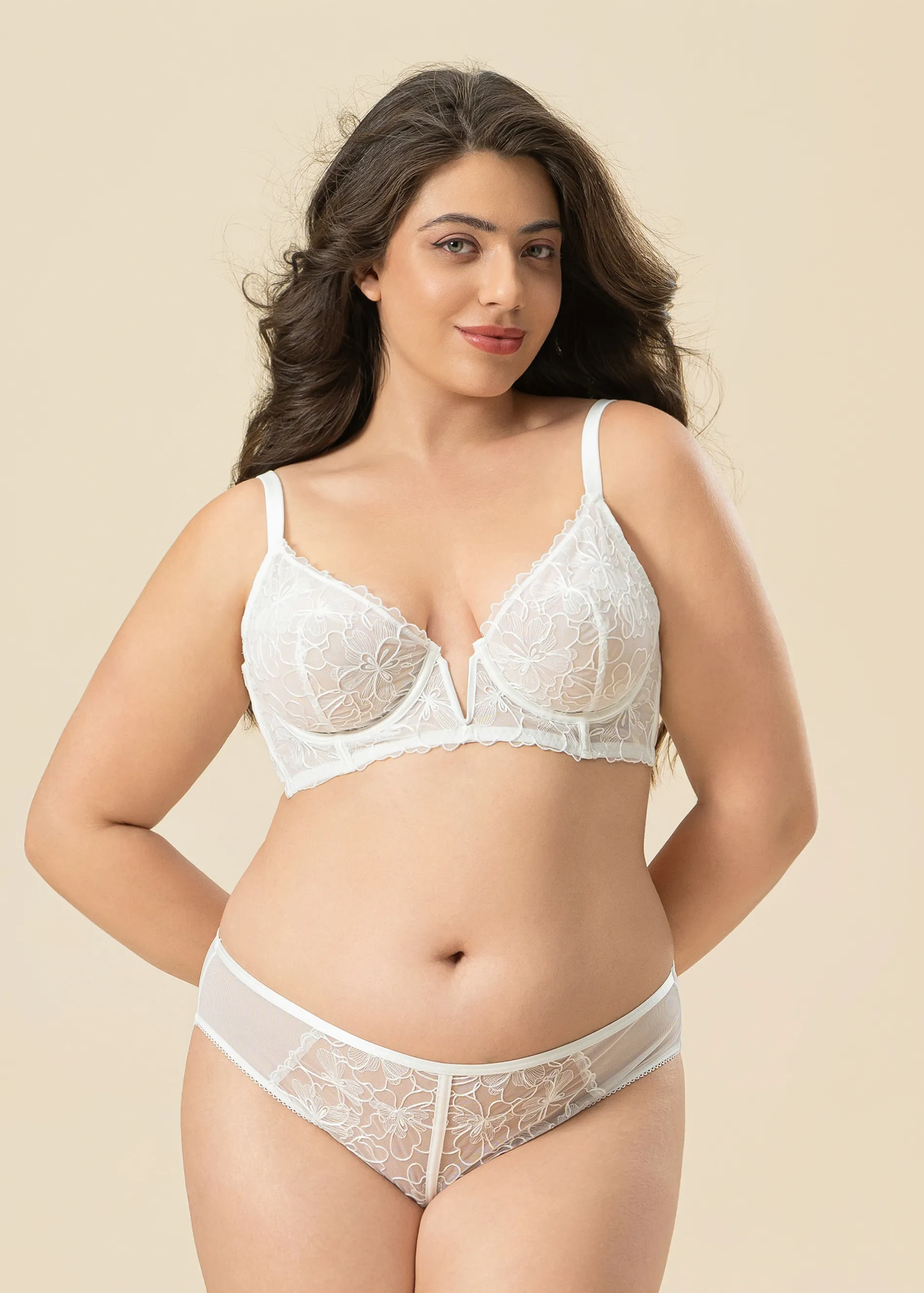 FREDERICA Plus White Floral Lace Lingerie Set sold by UCA Lingerie