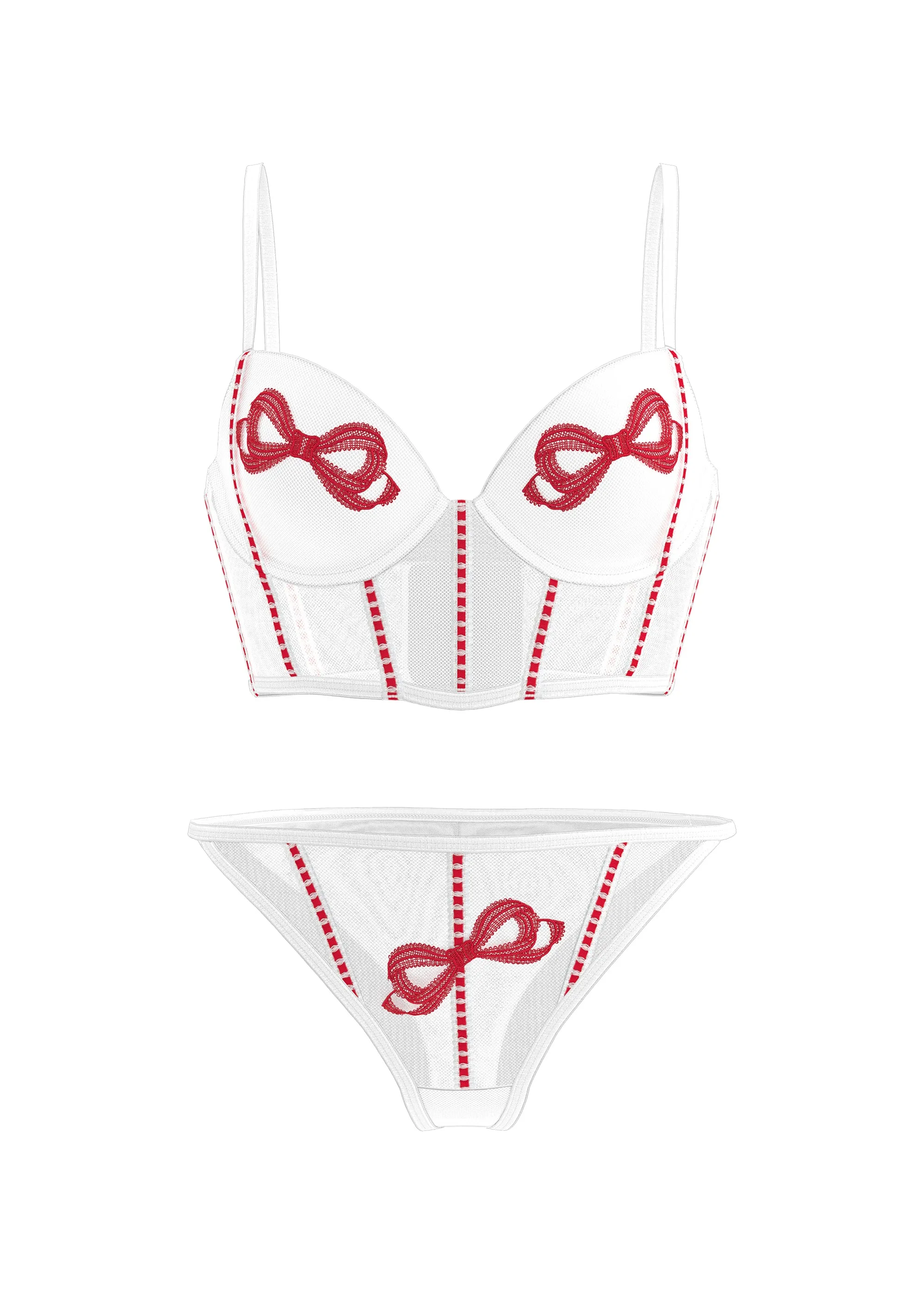 BRIELLE White Mesh Lingerie Set sold by UCA Lingerie product image thumbnail 5