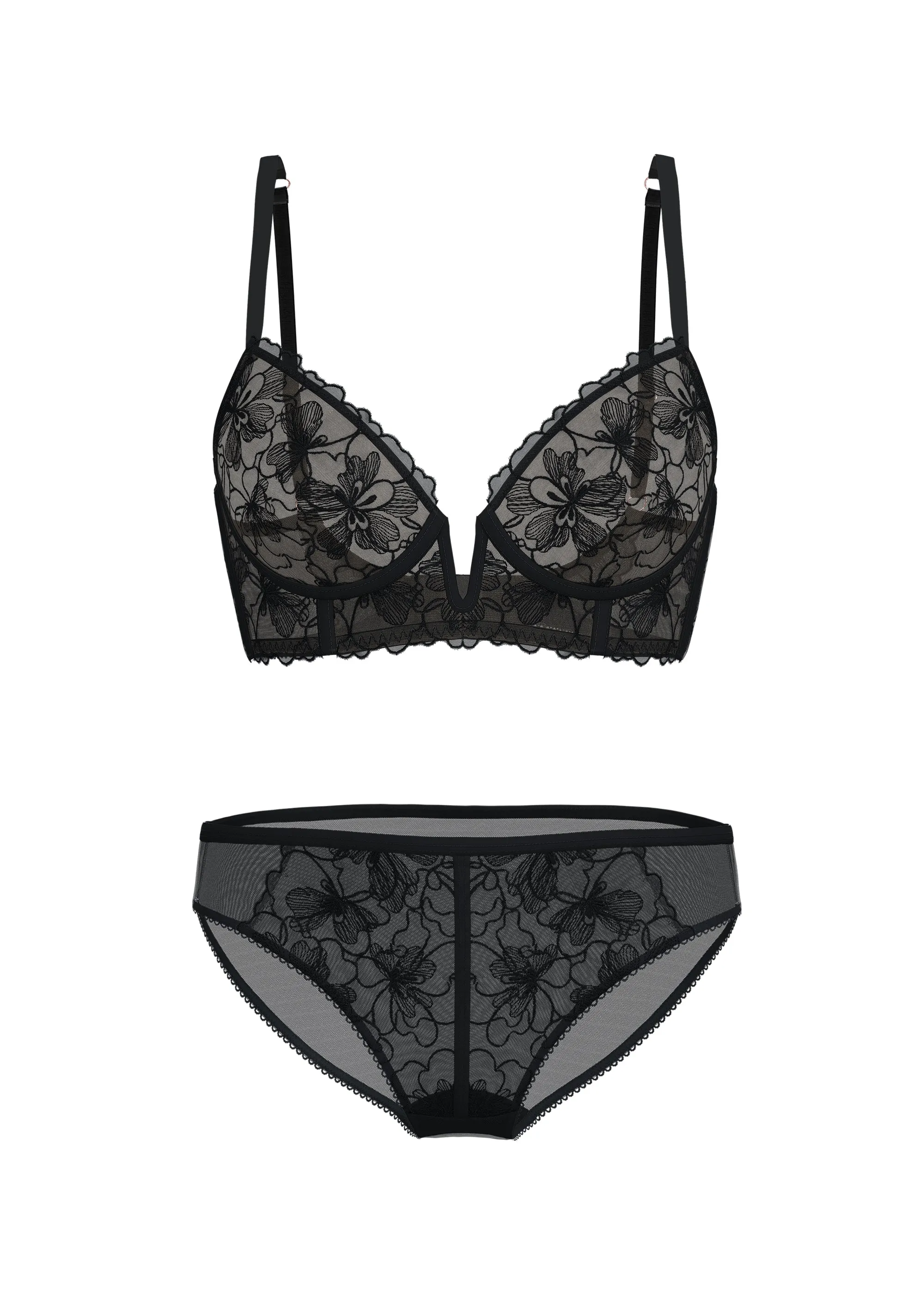 FREDERICA Black Floral Lace Plus Bra & Panty Set sold by UCA Lingerie product image thumbnail 5