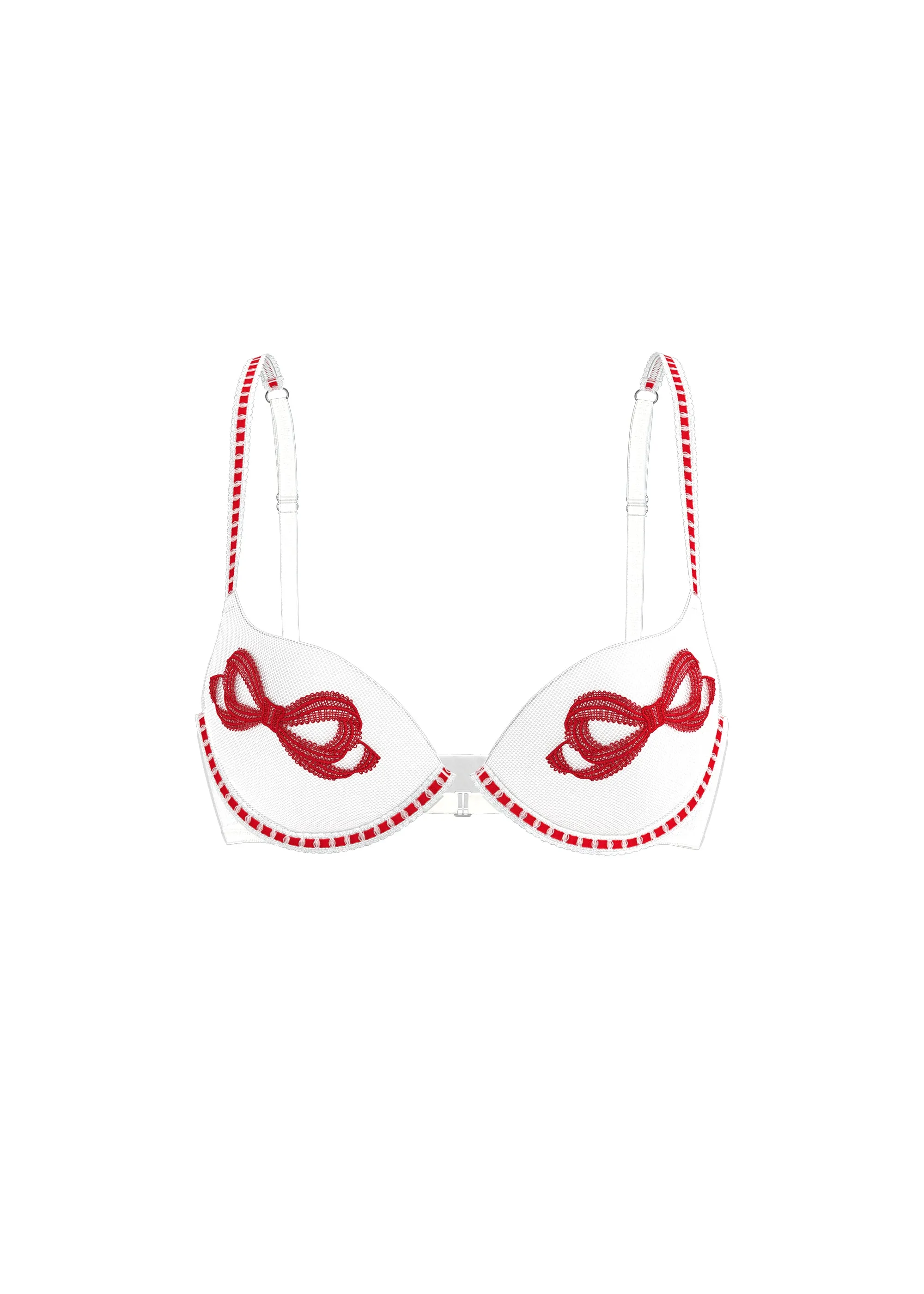 BIANCA Plus White Push-Up Wired Demi Bra With Red Embroidery sold by UCA Lingerie product image thumbnail 5