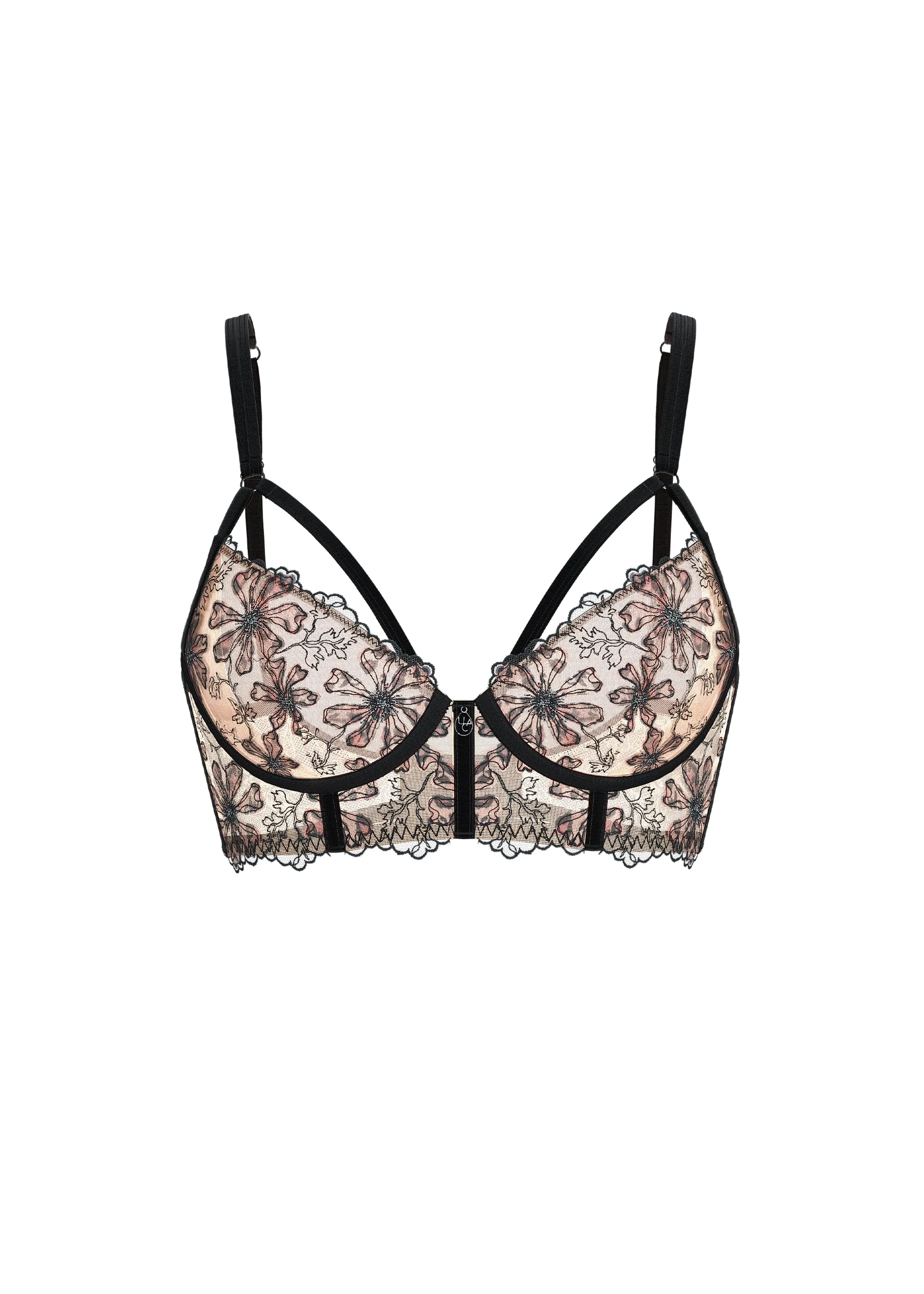 LOTTIE Beige Embroidery Lace Leopard Print Unlined Plunge Long Bra sold by UCA Lingerie product image thumbnail 5