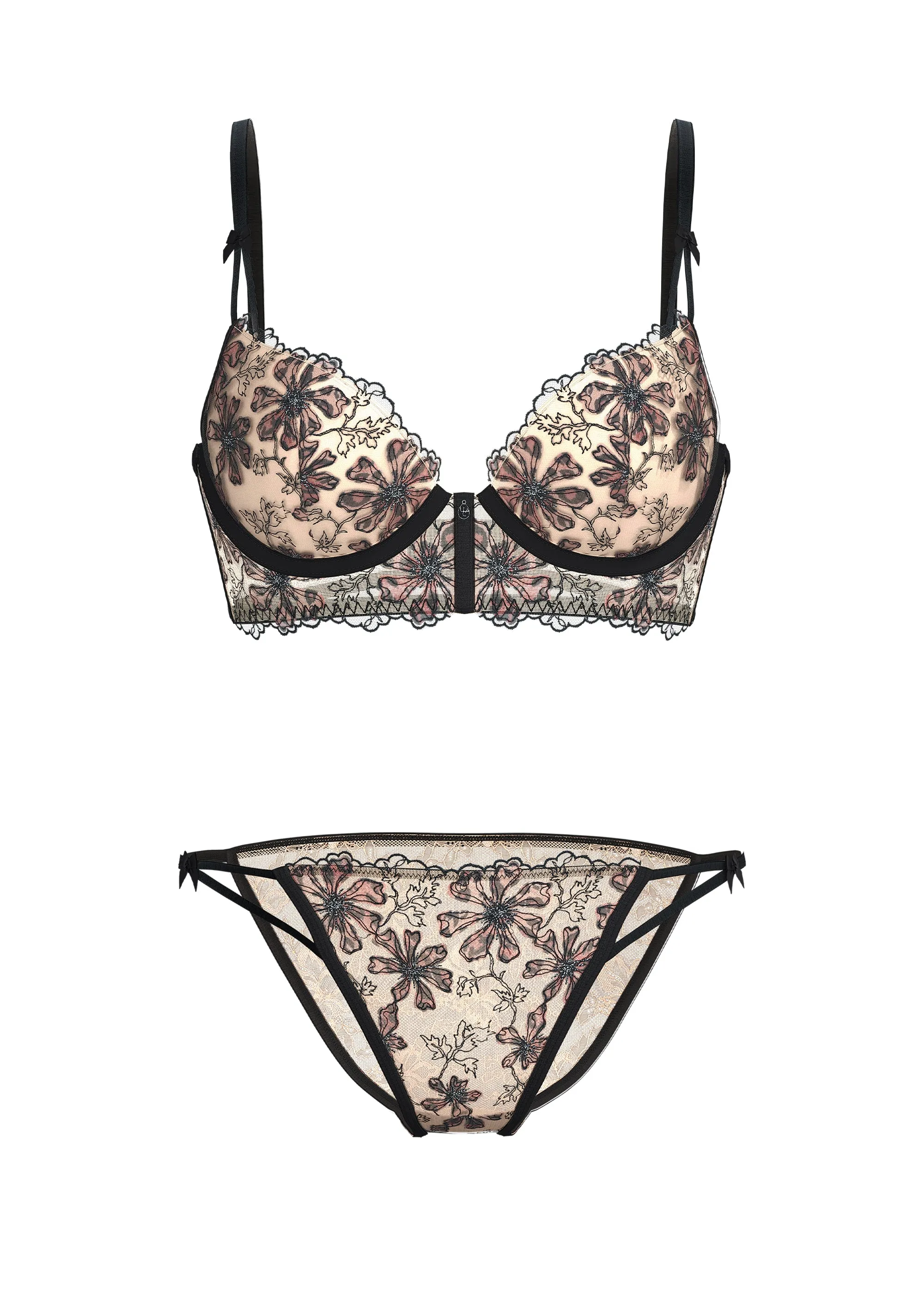 JORA Beige Lace Leopard Print & Embroidery Bra & Plus Panty Set sold by UCA Lingerie product image thumbnail 5