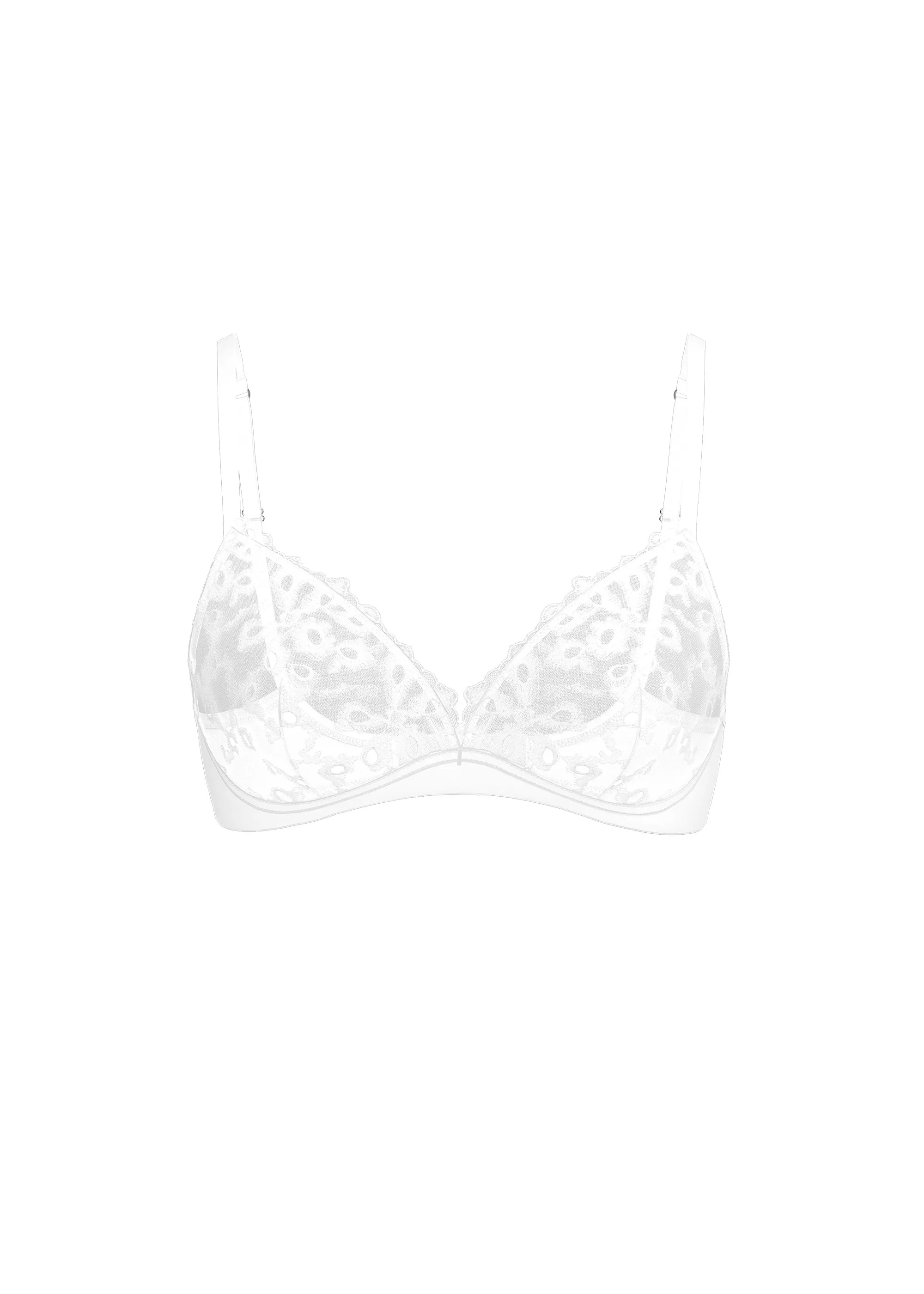 YARA Plus White Floral Embroidery Lace Wired Plunge Bra sold by UCA Lingerie product image thumbnail 5