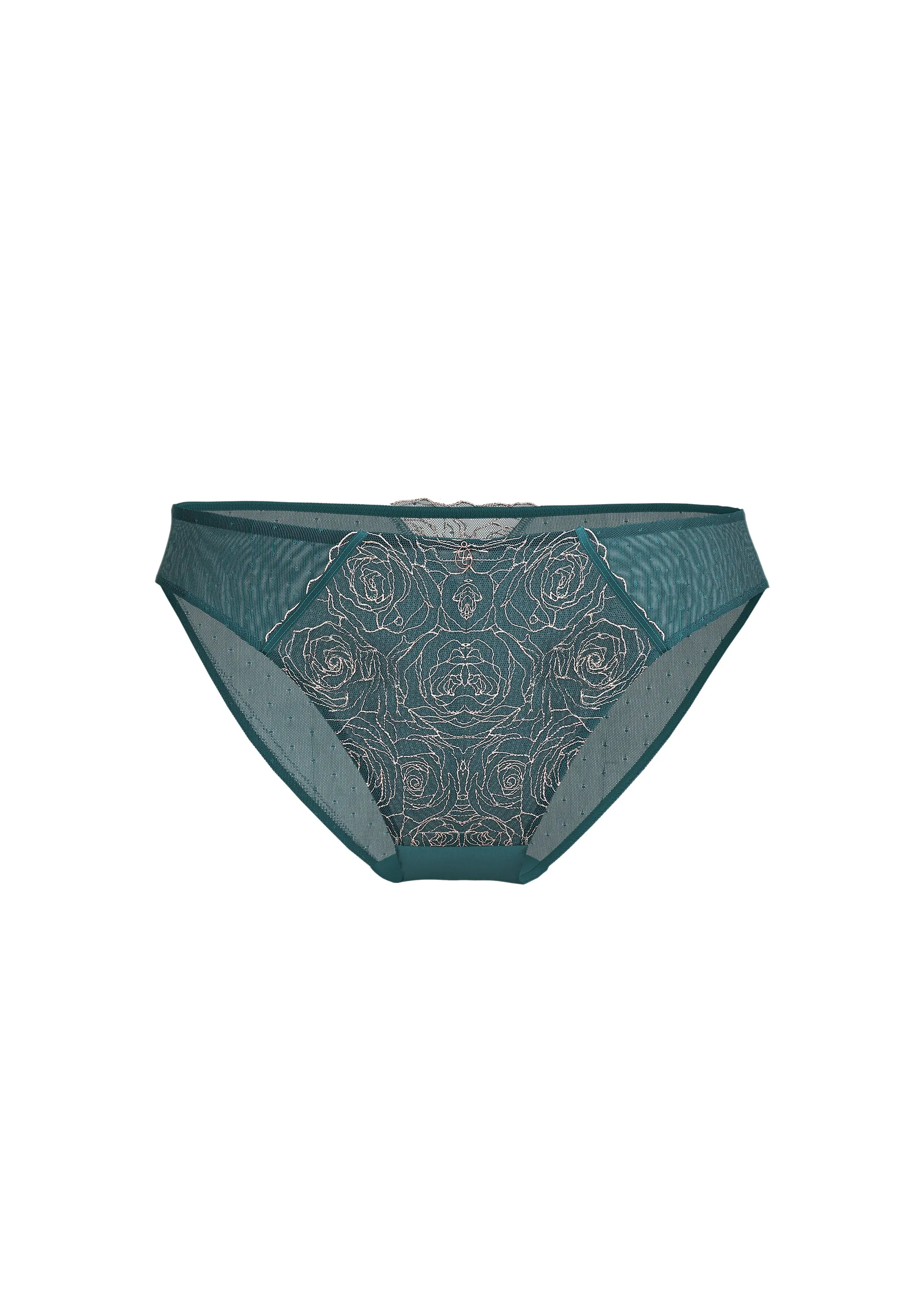 PAULA Plus Green Pink Golden Embroidery Brief Panties sold by UCA Lingerie