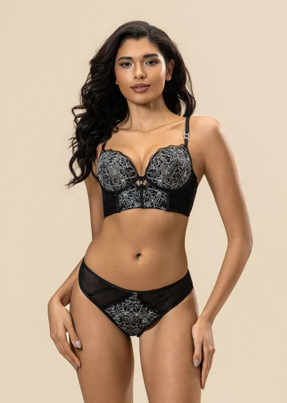MARNIE Black Embroidery lace Bra & Plus Panty Set made by UCA Lingerie