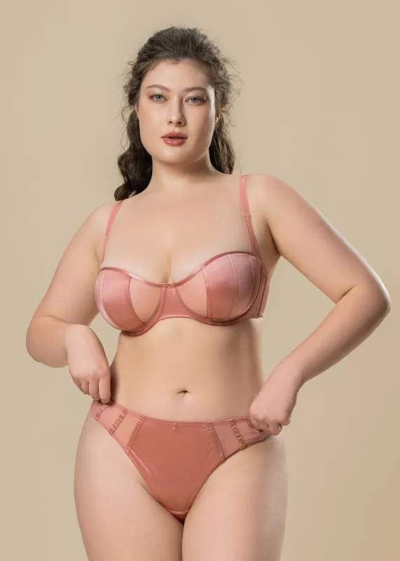 AVA Plus Pink Glossy Lingerie Set made by UCA Lingerie
