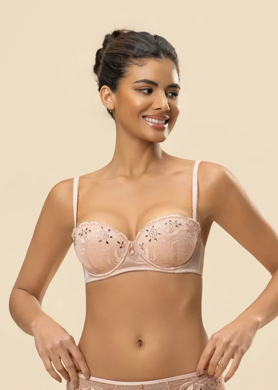 VALERIE Sparkling Soft Beige Balconette Bra made by UCA Lingerie