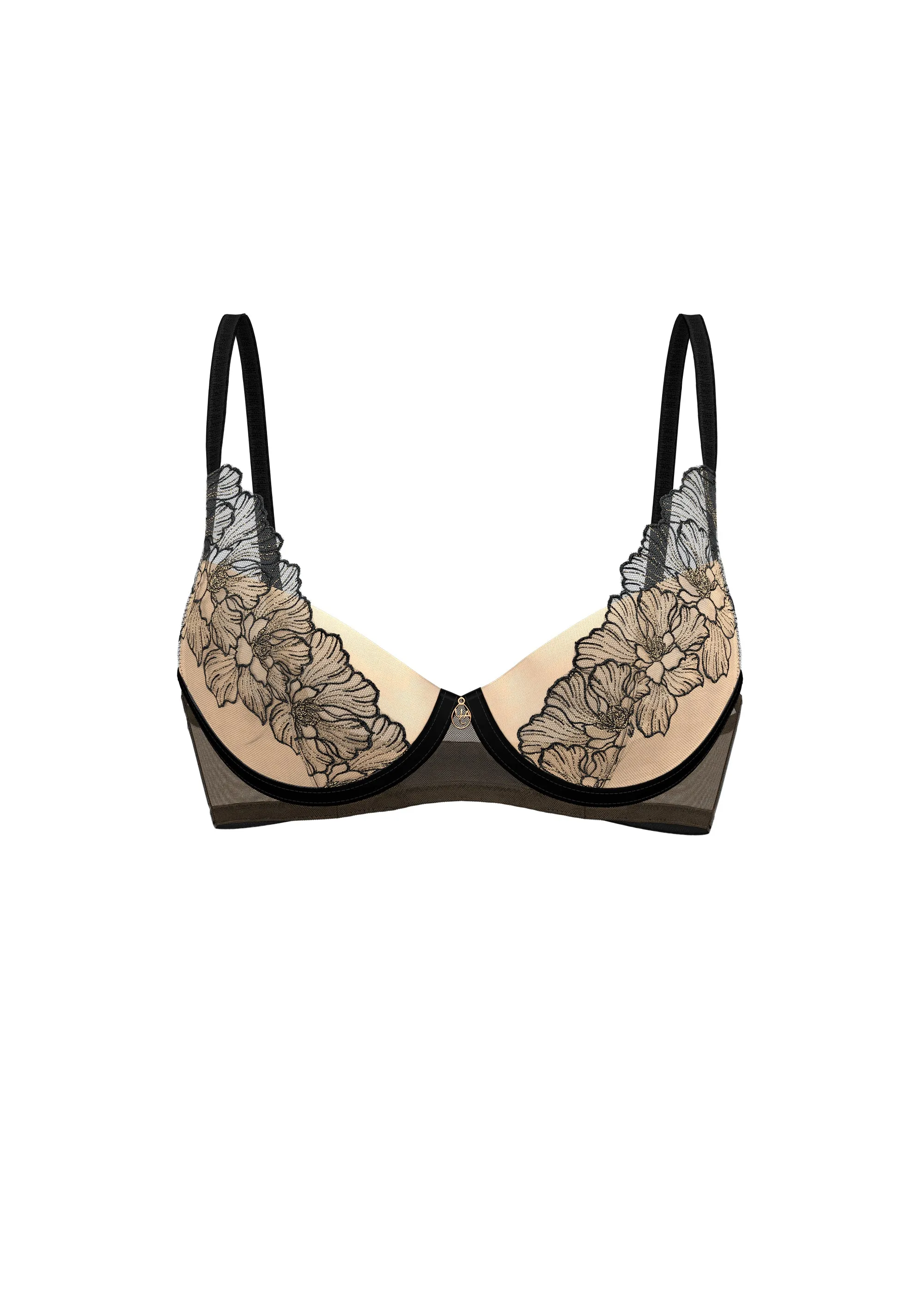 RIONA Black Embroidery Lace Unlined Bra sold by UCA Lingerie product image thumbnail 5