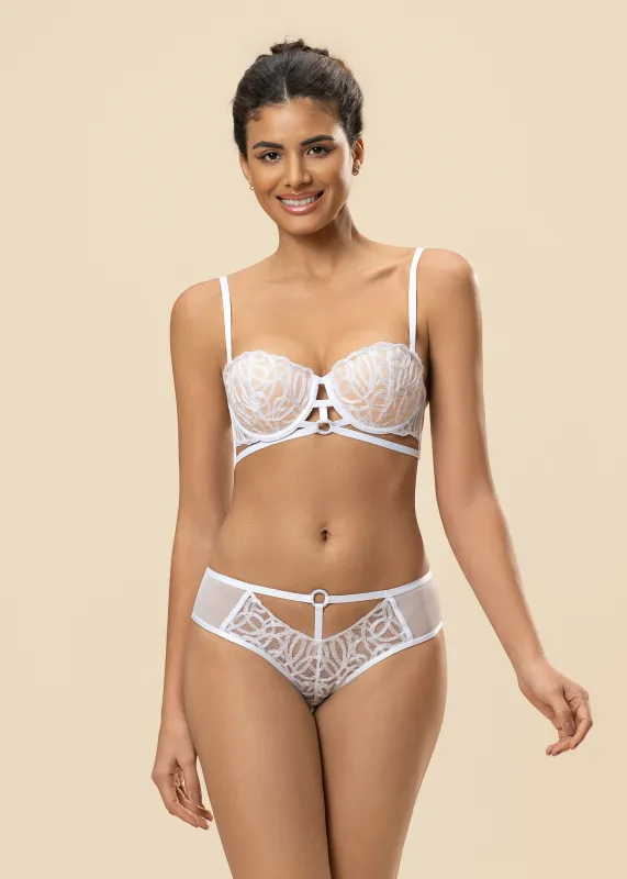 RORA White Embroidery Lace Bra & Plus Panty Set made by UCA Lingerie