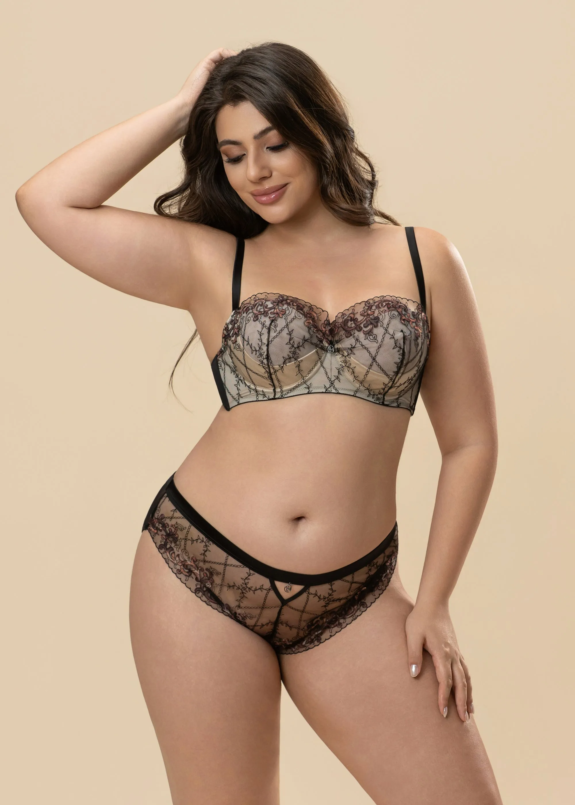 CYNTHIA Leopard Embroidery Plus Bra & Panty Set sold by UCA Lingerie