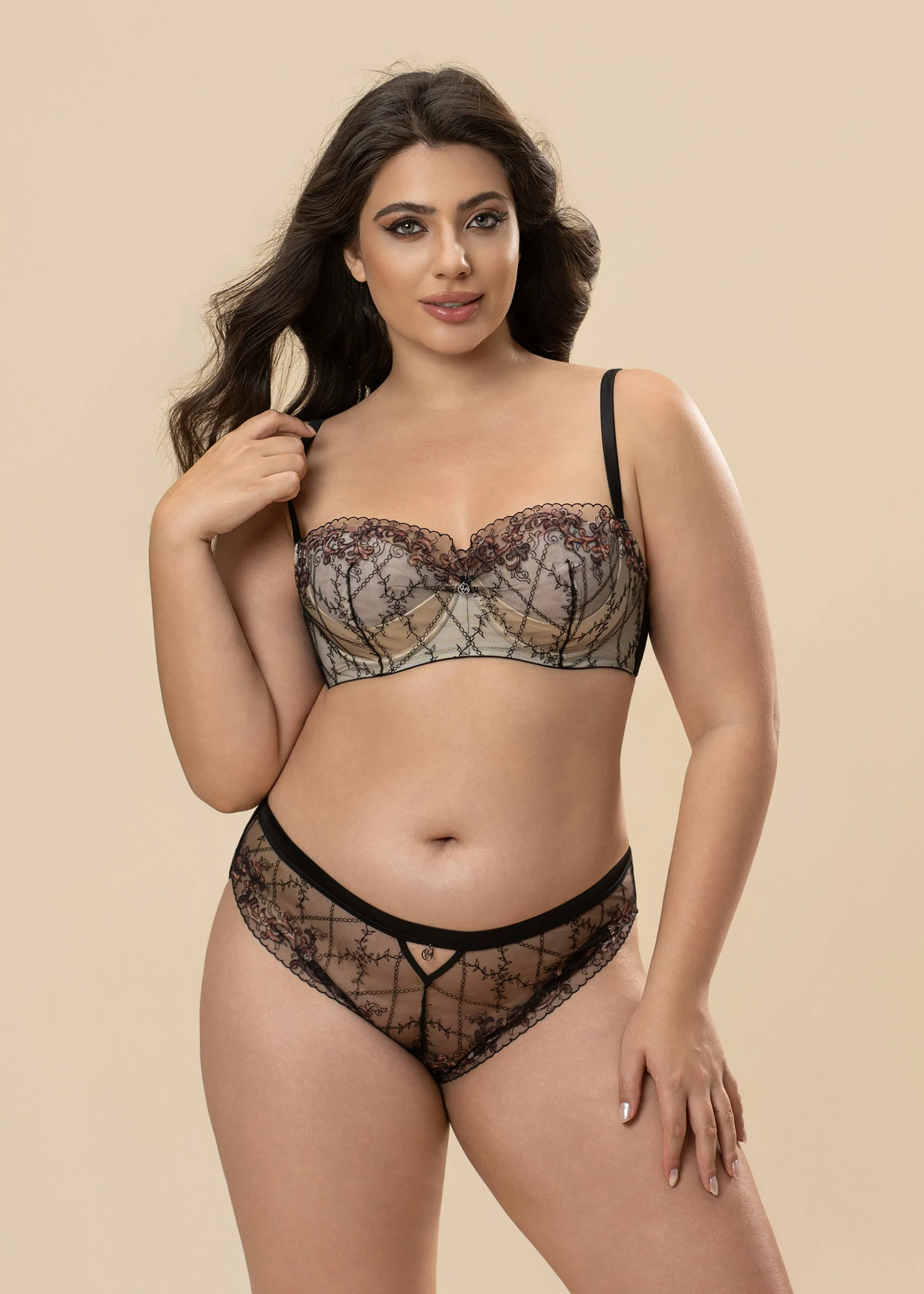 CYNTHIA Leopard Embroidery Plus Bra & Panty Set sold by UCA Lingerie product image thumbnail 4