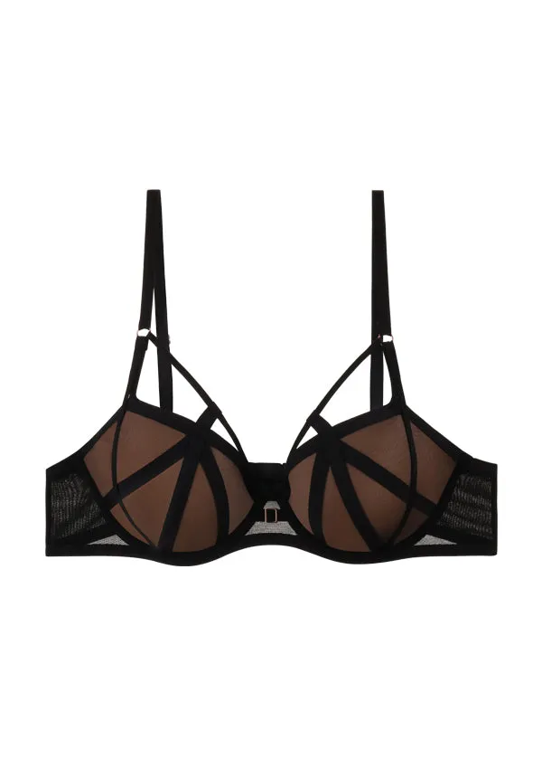 ANN Black Push-Up Molded Mesh Demi Bra with Removable Pads sold by UCA Lingerie product image thumbnail 5