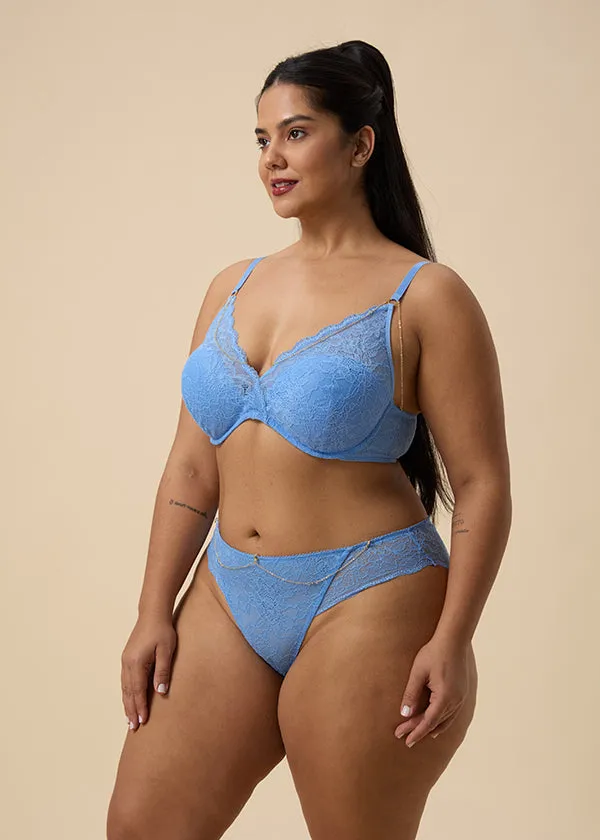 LYDIA Plus Blue Recycled Lace Plunge Push-up Bra sold by UCA Lingerie product image thumbnail 2