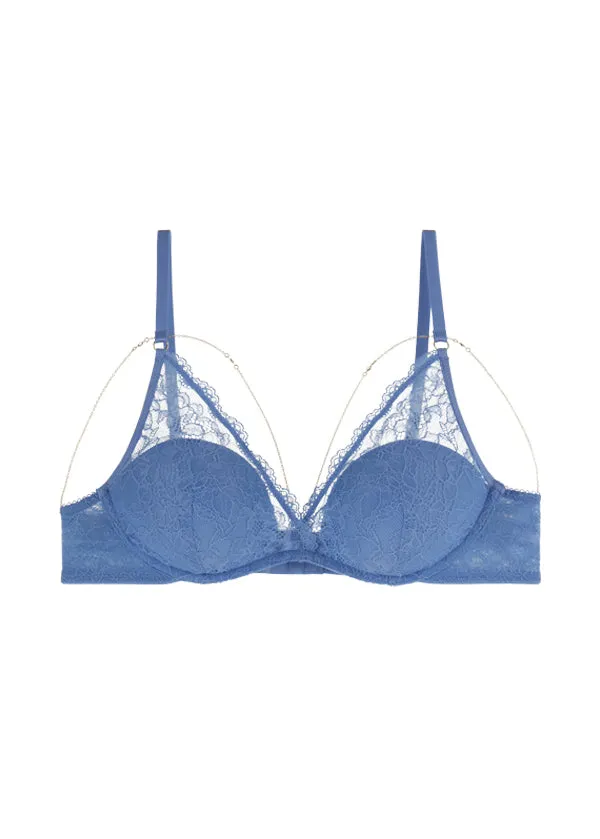 LYDIA Plus Blue Recycled Lace Plunge Push-up Bra sold by UCA Lingerie product image thumbnail 5