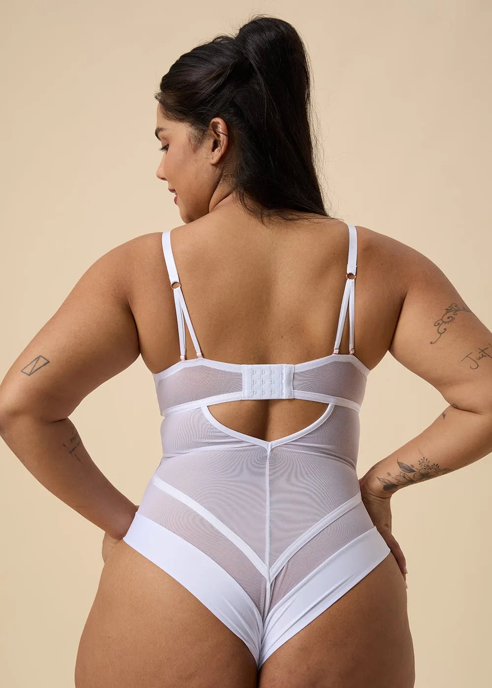 TINA Plus Sexy Push-Up Mesh White Bodysuit sold by UCA Lingerie product image thumbnail 3