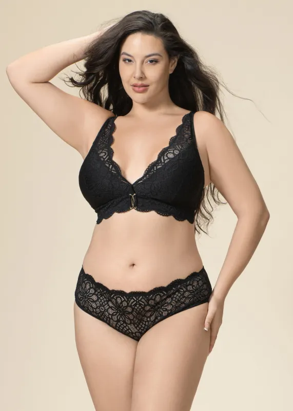 MIA Plus Wireless Black Lace Bralettes in Triangle Cup sold by UCA Lingerie