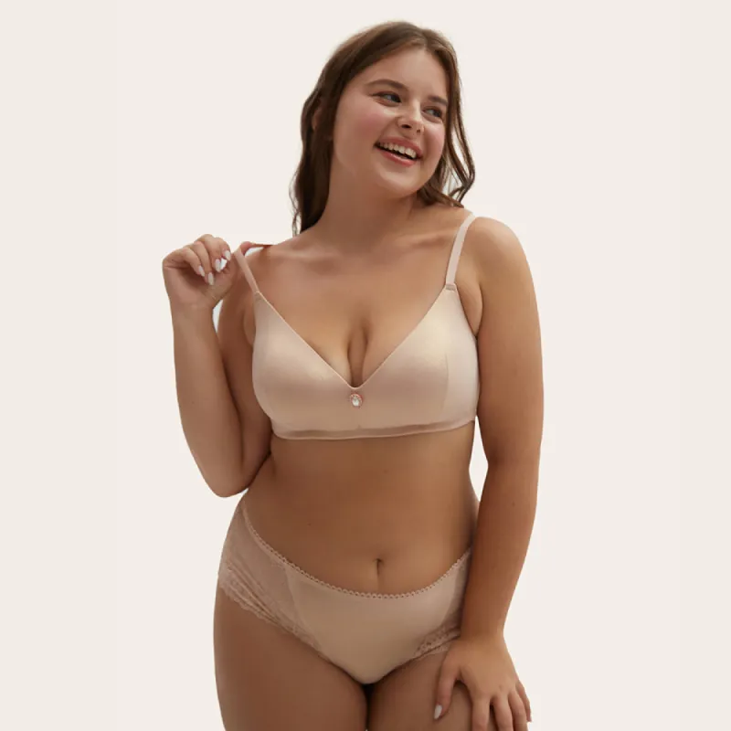 TEAGAN Plus Shiny Wireless Triangle Bralette Bra sold by UCA Lingerie