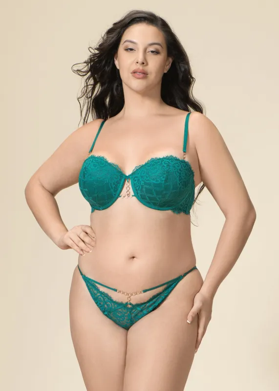 EILEEN Plus Underwired Floral Lace Balconette Demi Bra sold by UCA Lingerie