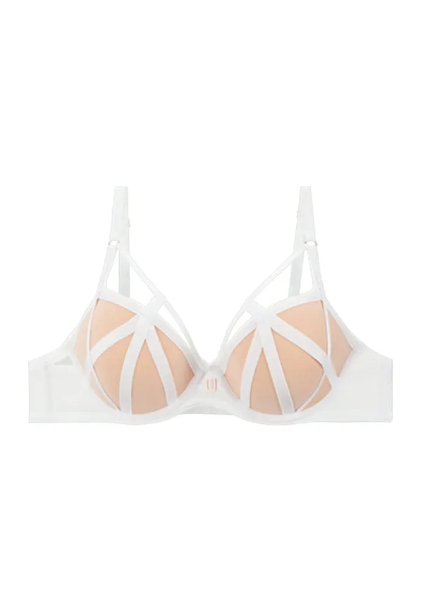 ANN White Push-Up Molded Mesh Demi Bra with Removable Pads sold by UCA Lingerie product image thumbnail 5