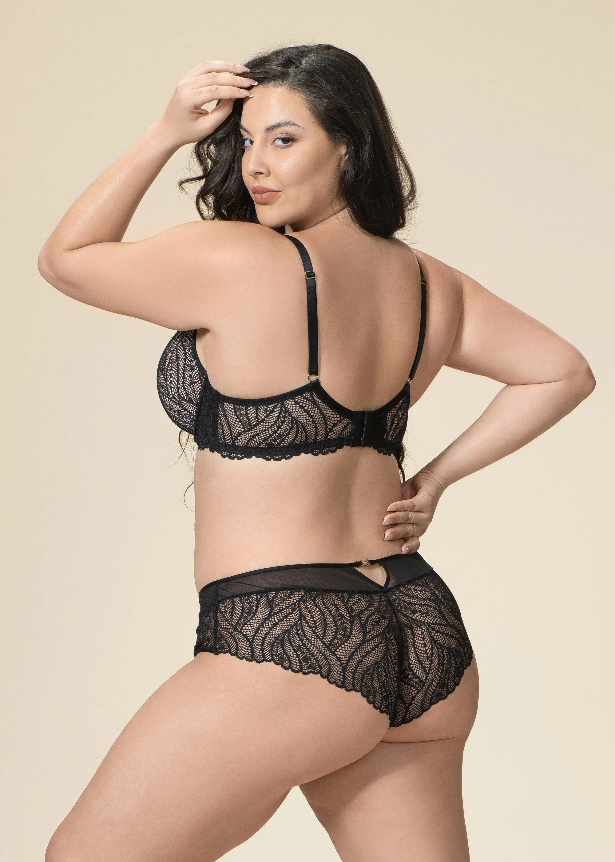 DAHLIA Plus Seductive Black Underwired Plunge Lace Demi Bra sold by UCA Lingerie product image thumbnail 2