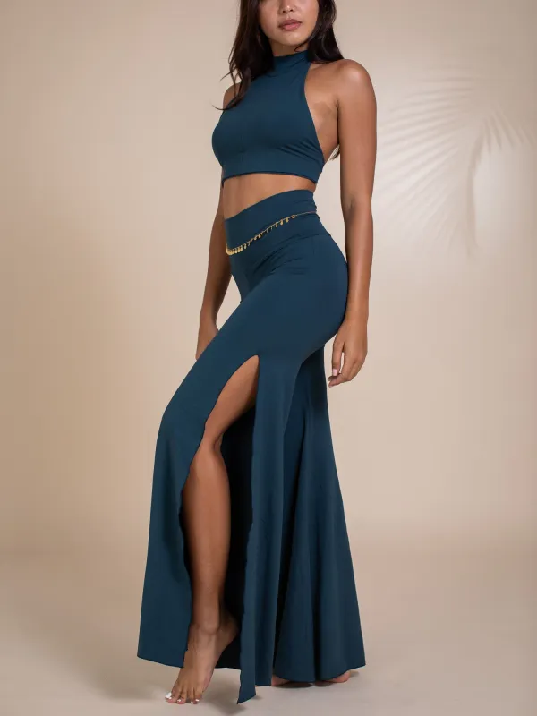 Juno Slit Pant - Atlantis Blue sold by The Royal Codes