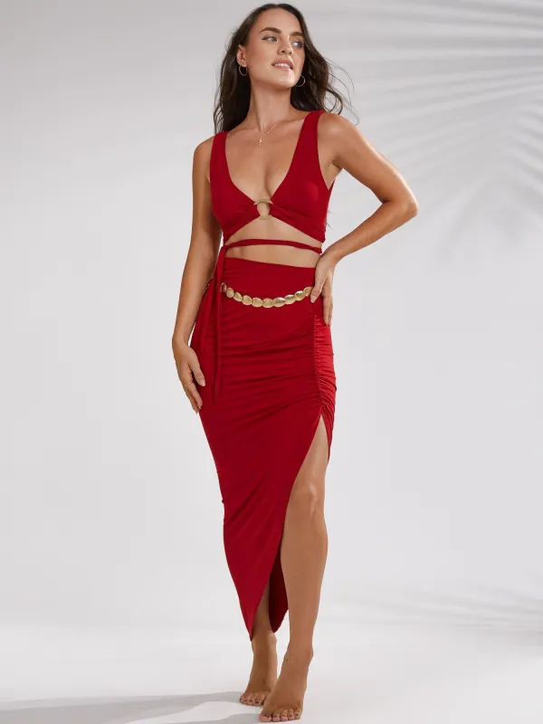 Isis Skirt - Crimson Red sold by The Royal Codes