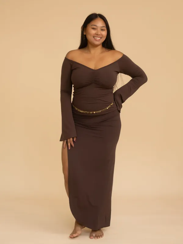 Long Persephone Top - Cacao made by The Royal Codes