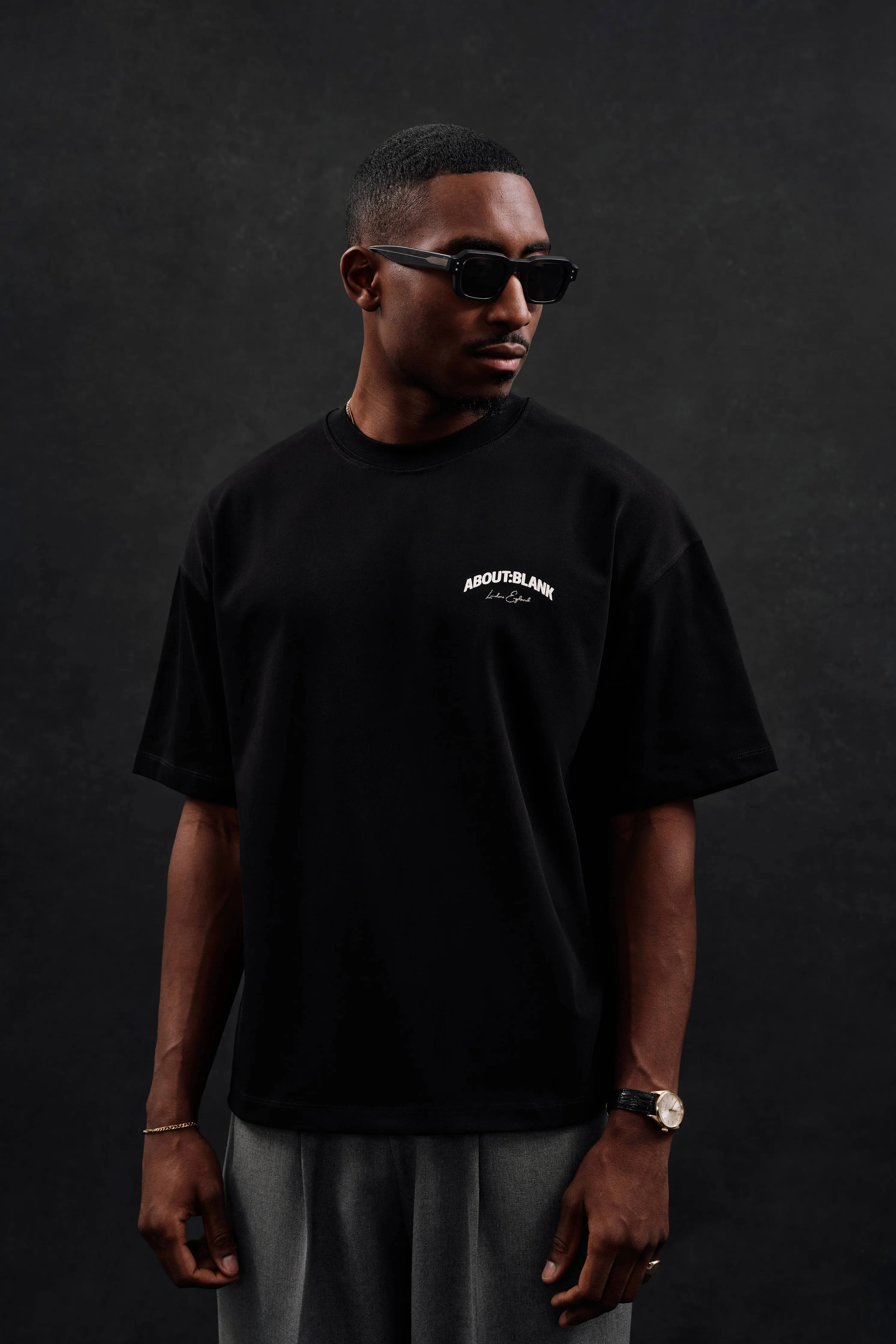 arched logo t-shirt black/ecru sold by about:blank product image thumbnail 5