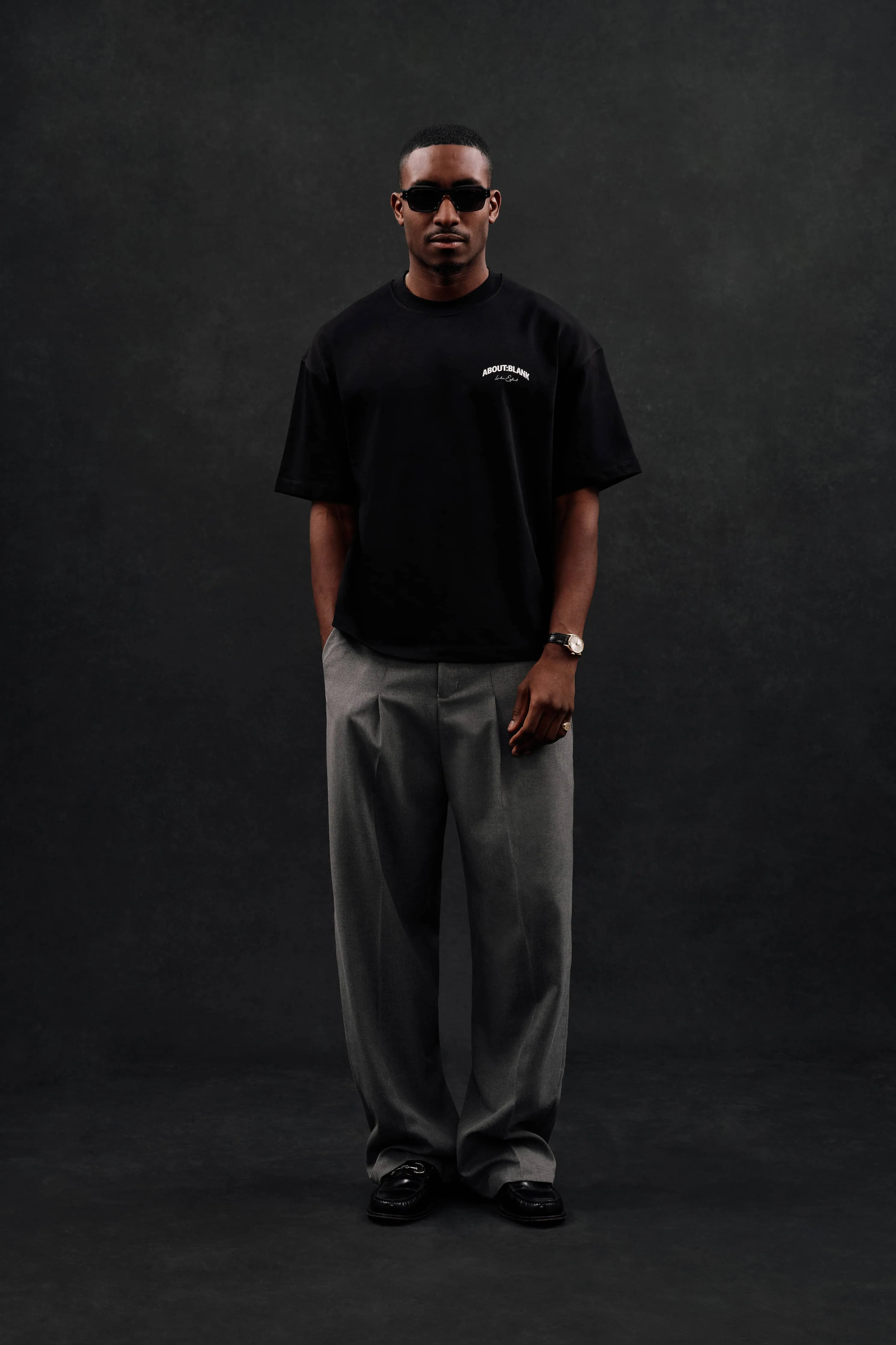 arched logo t-shirt black/ecru sold by about:blank product image thumbnail 2