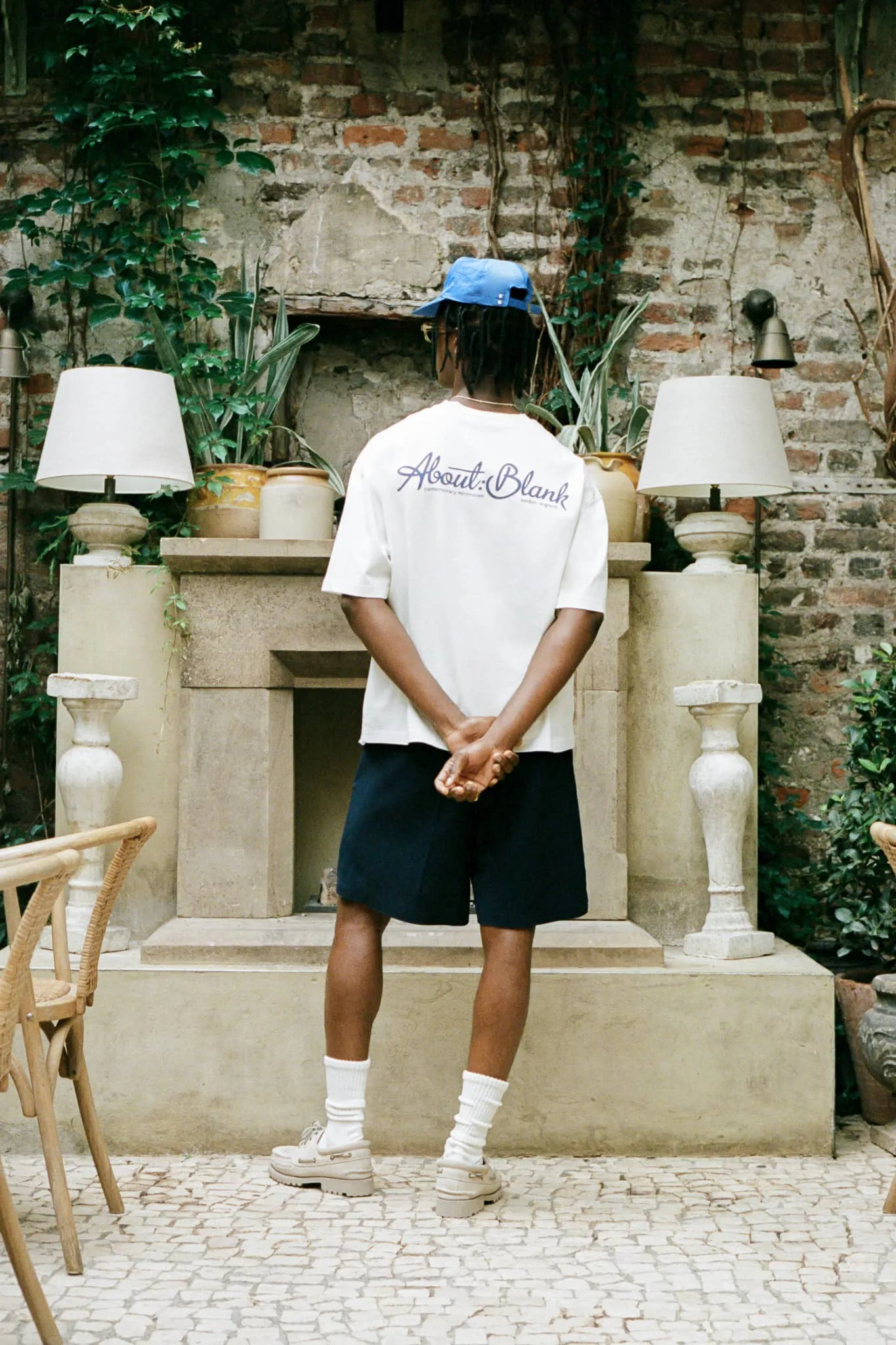 banner t-shirt oat/estate blue sold by about:blank product image thumbnail 4