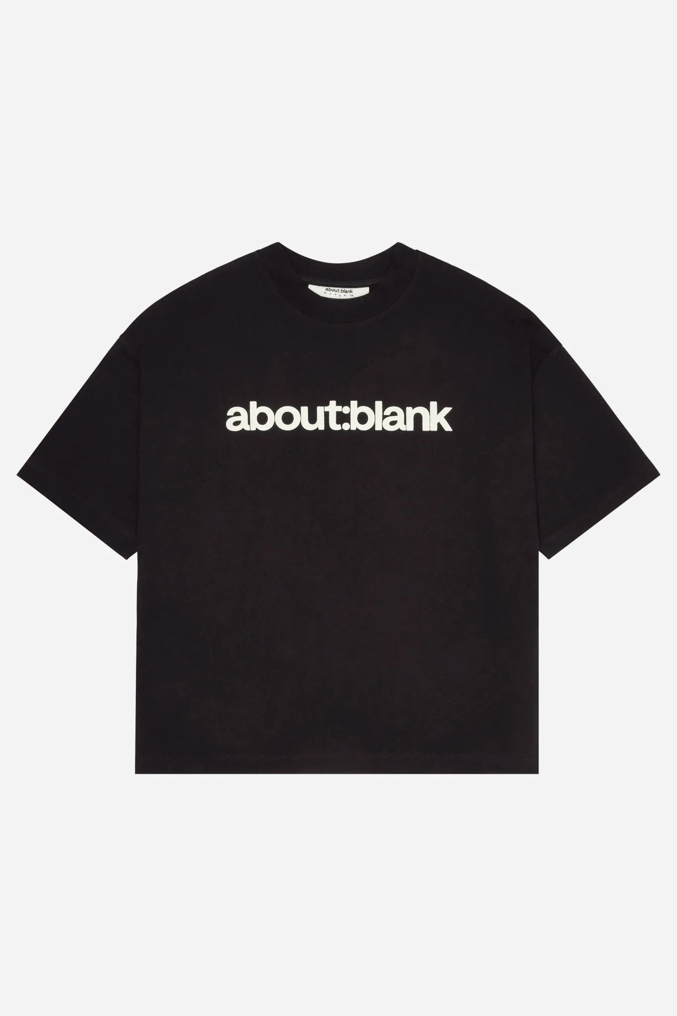 block mock neck t-shirt black/oat sold by about:blank