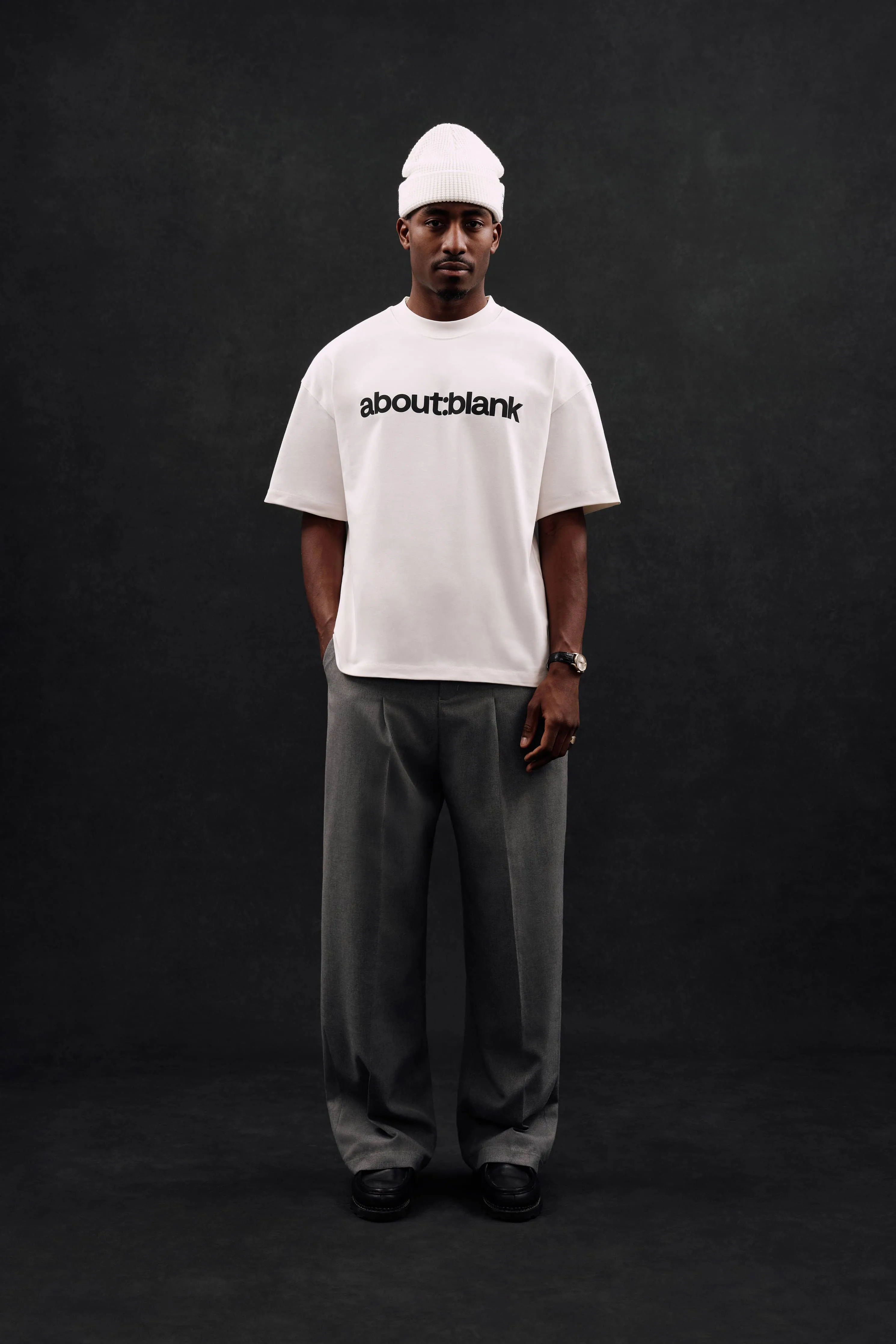 block mock neck t-shirt oat/black sold by about:blank product image thumbnail 2