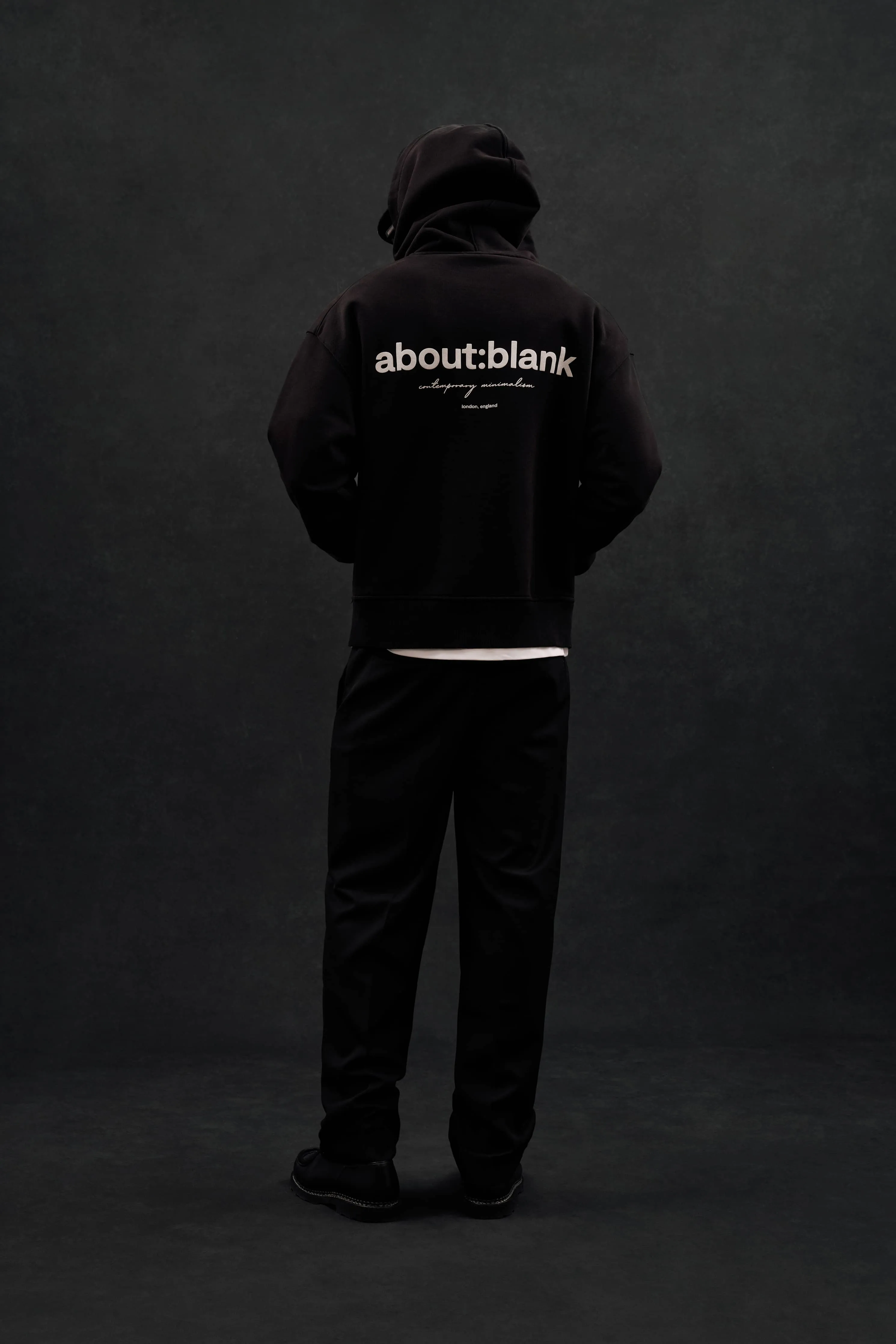 box zip hoodie black/ecru sold by about:blank product image thumbnail 4