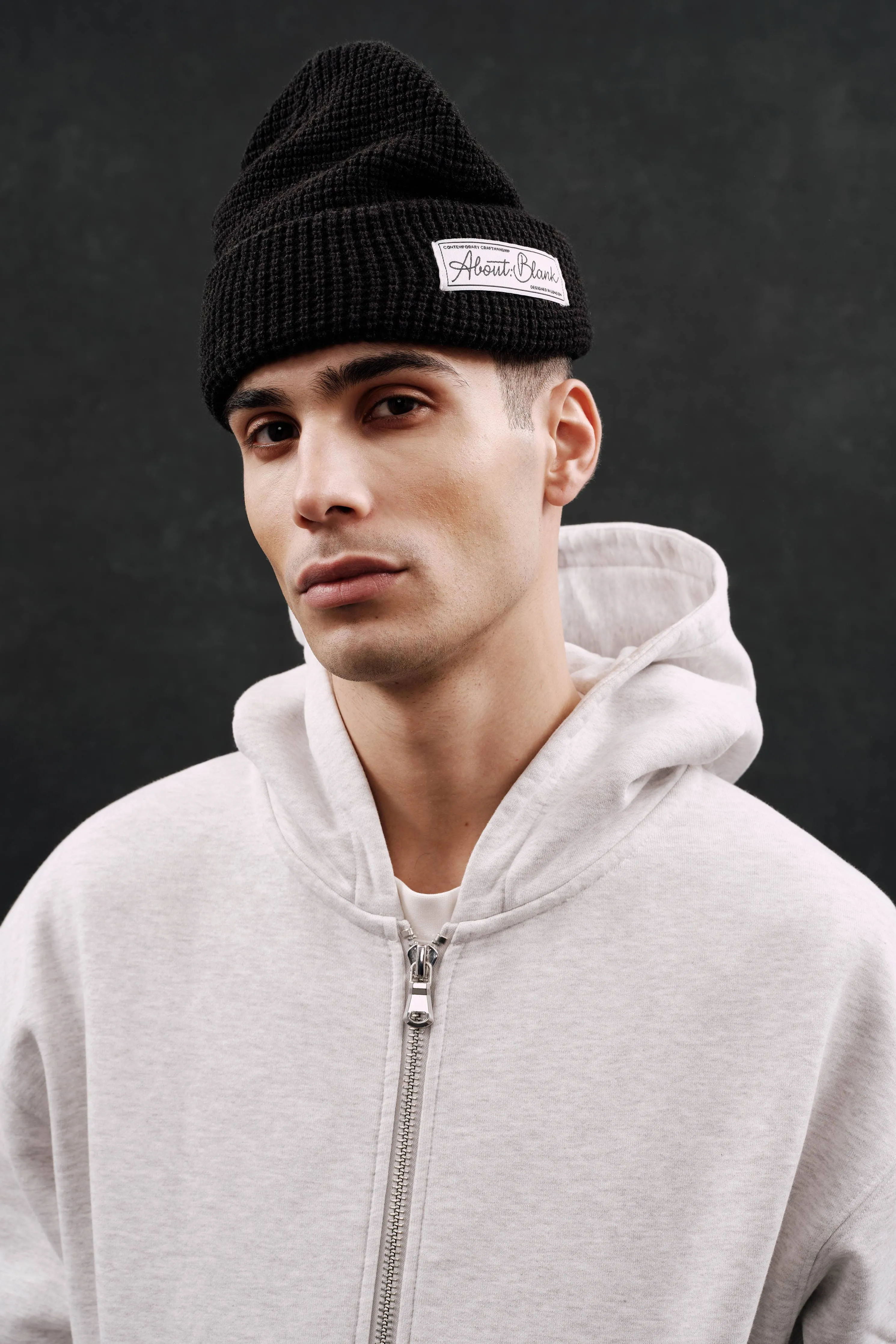 box zip hoodie grey marl/black sold by about:blank product image thumbnail 4