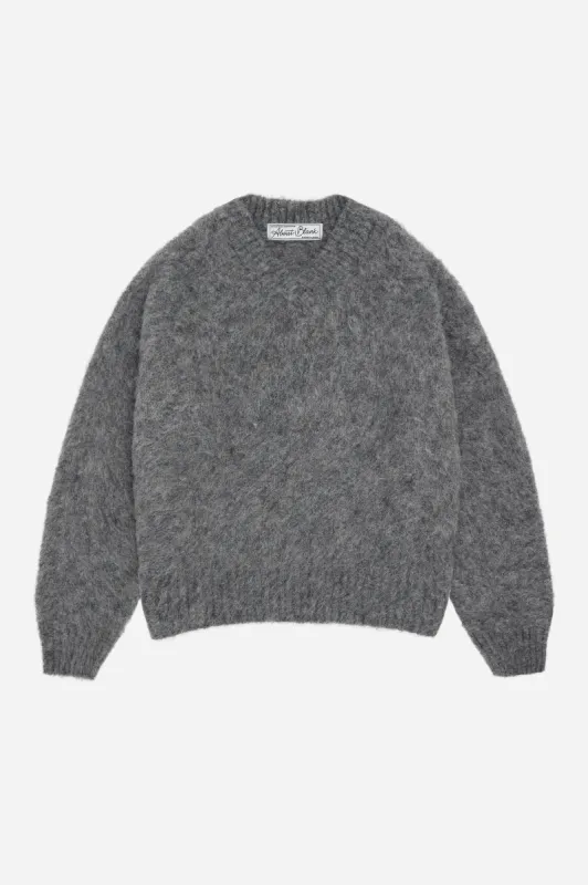 brushed alpaca v-neck jumper grey sold by about:blank