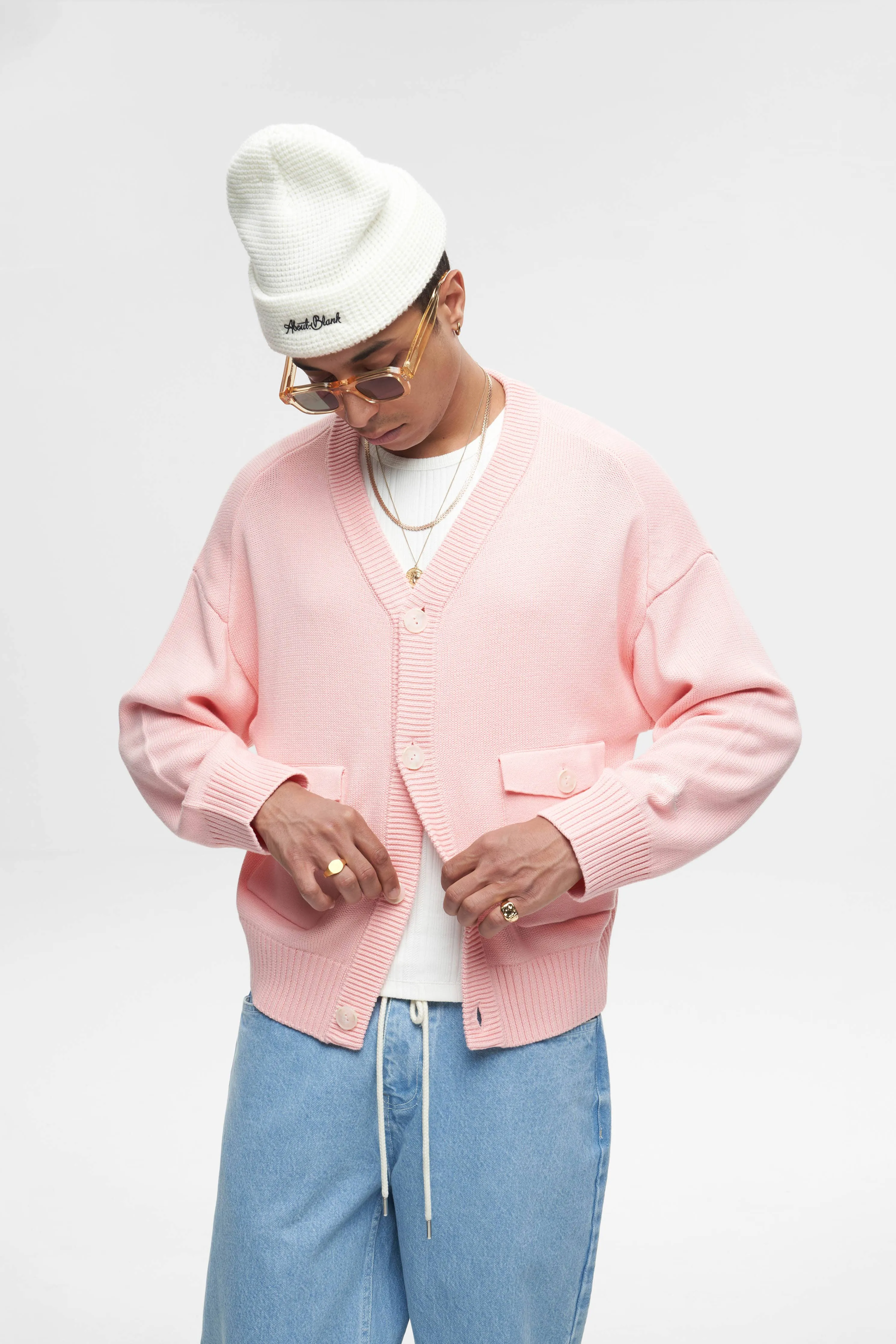 button cardigan pink sold by about:blank product image thumbnail 4