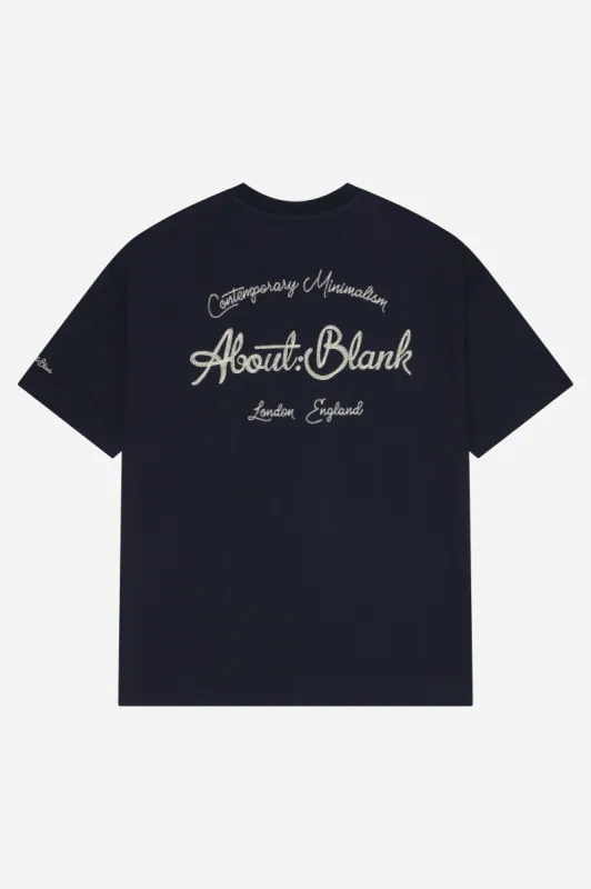 chainstitch t-shirt navy/ecru sold by about:blank