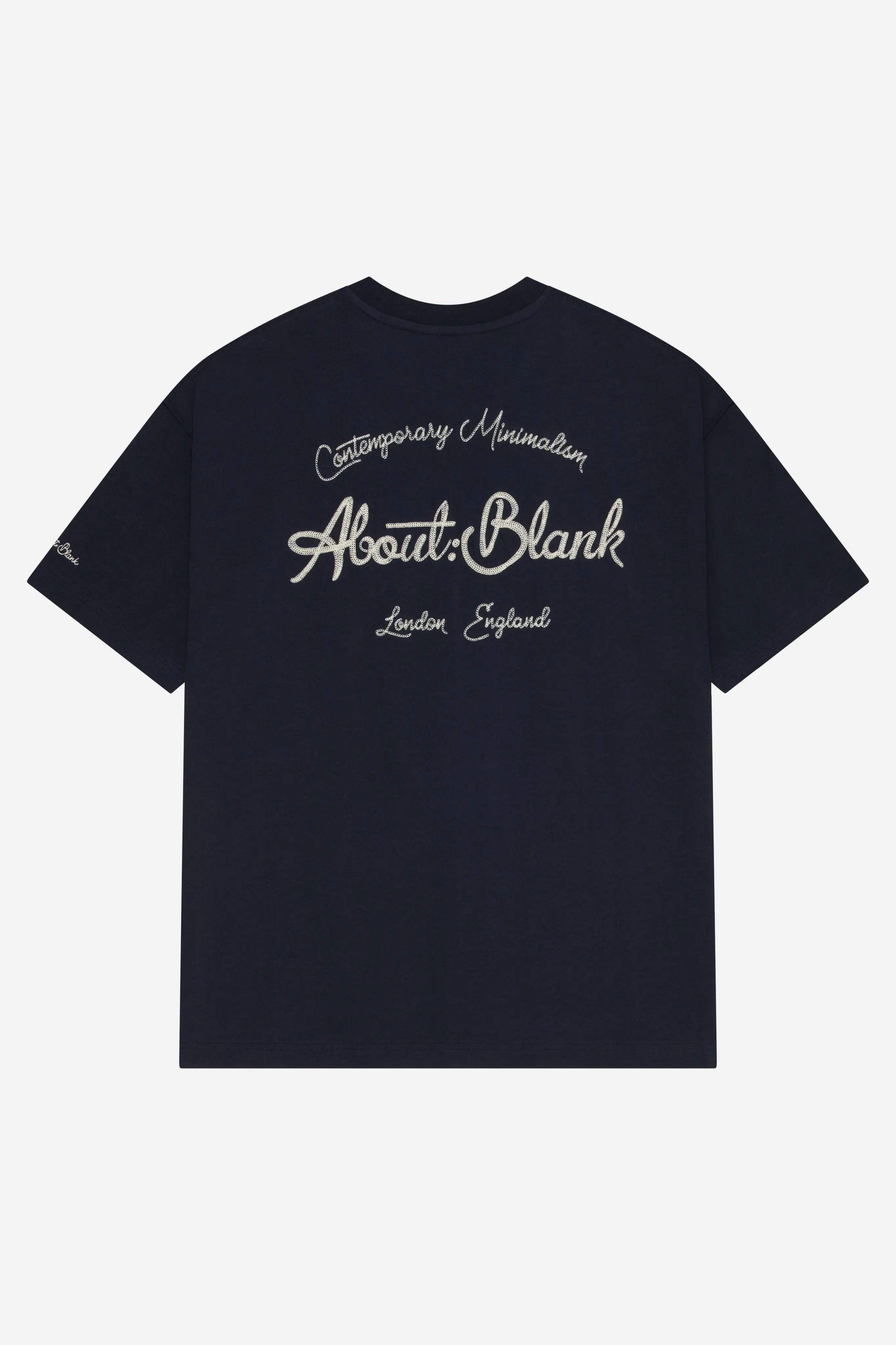 chainstitch t-shirt navy/ecru sold by about:blank
