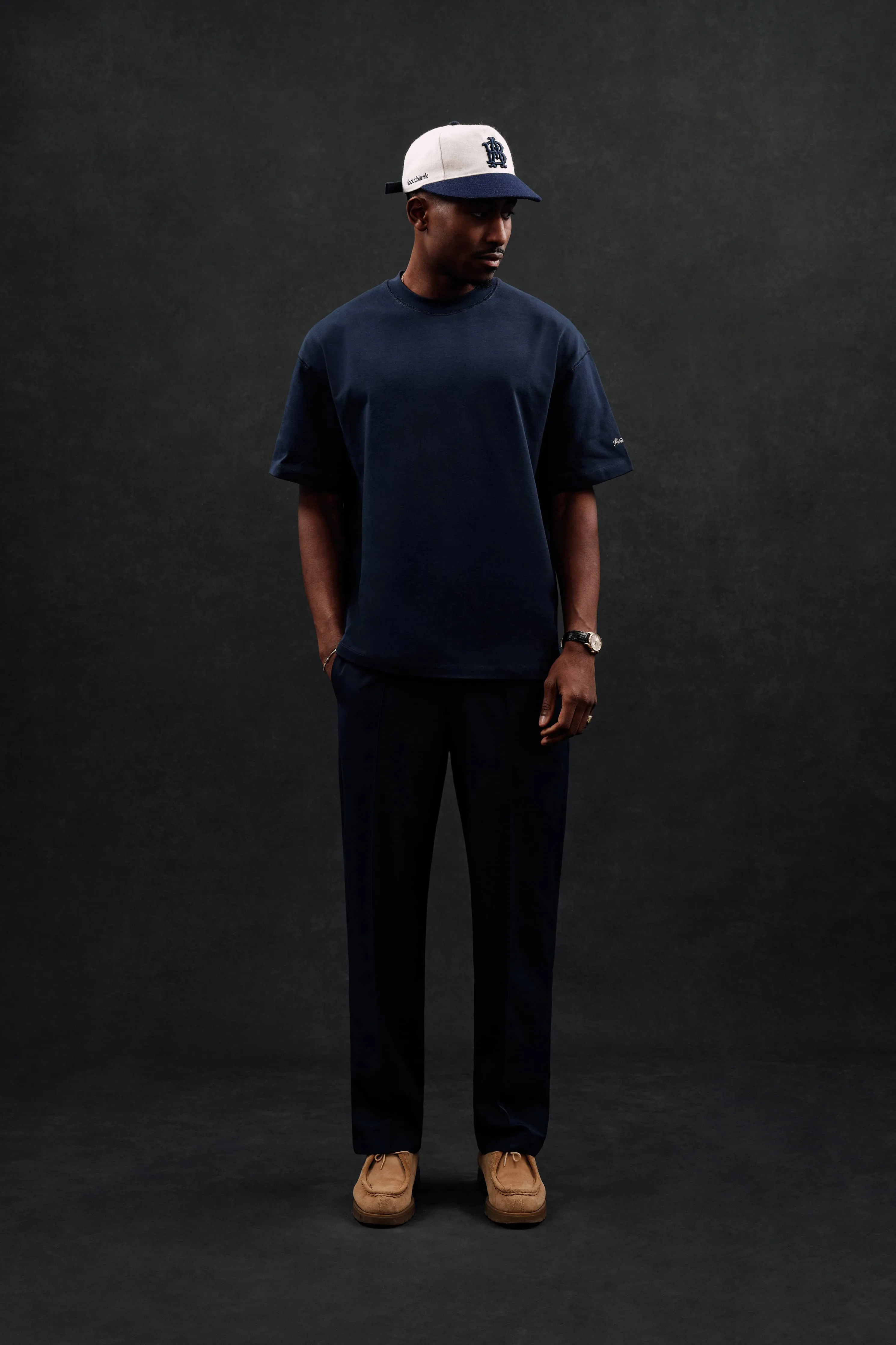 chainstitch t-shirt navy/ecru sold by about:blank product image thumbnail 2