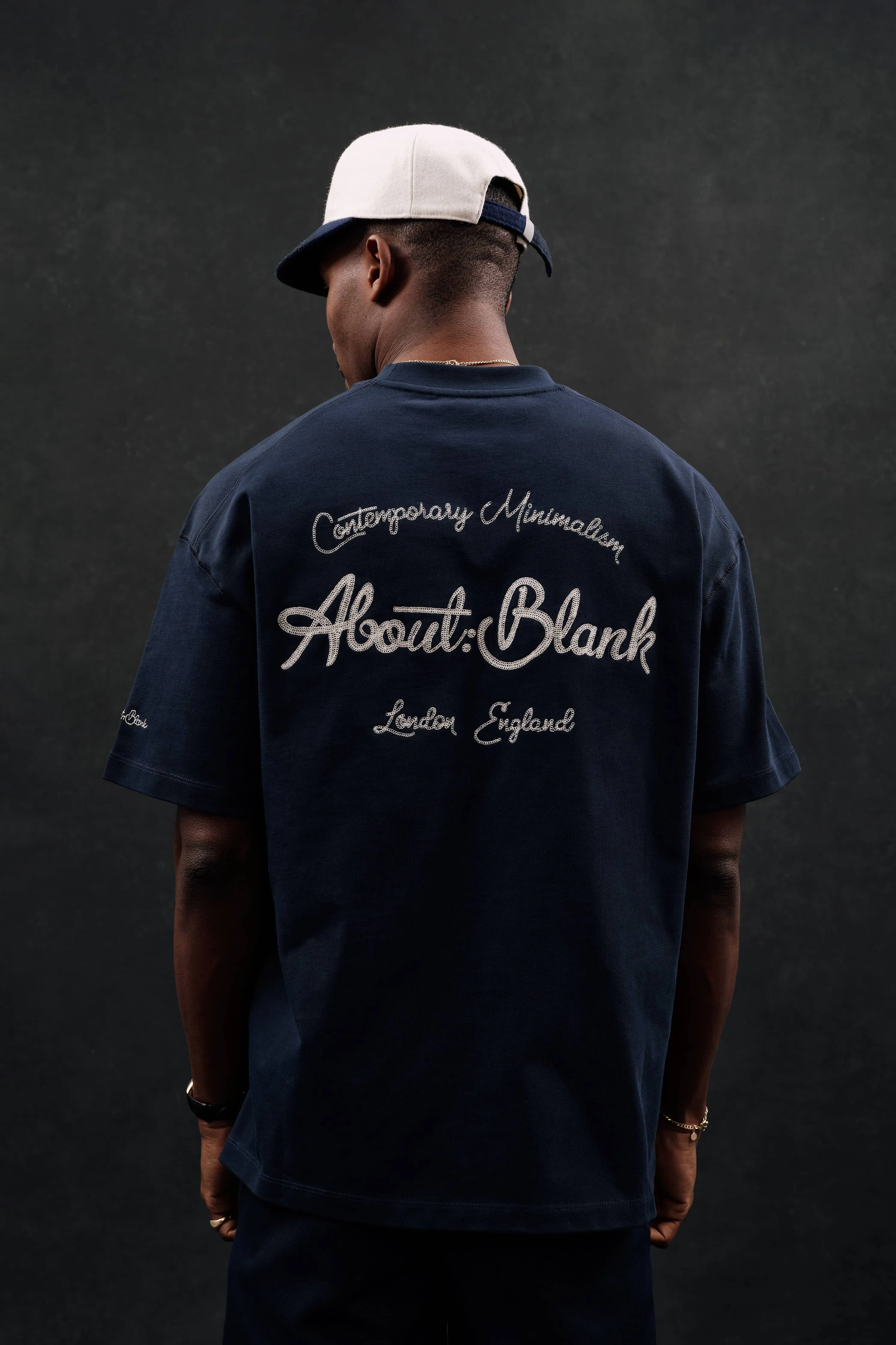 chainstitch t-shirt navy/ecru sold by about:blank product image thumbnail 4