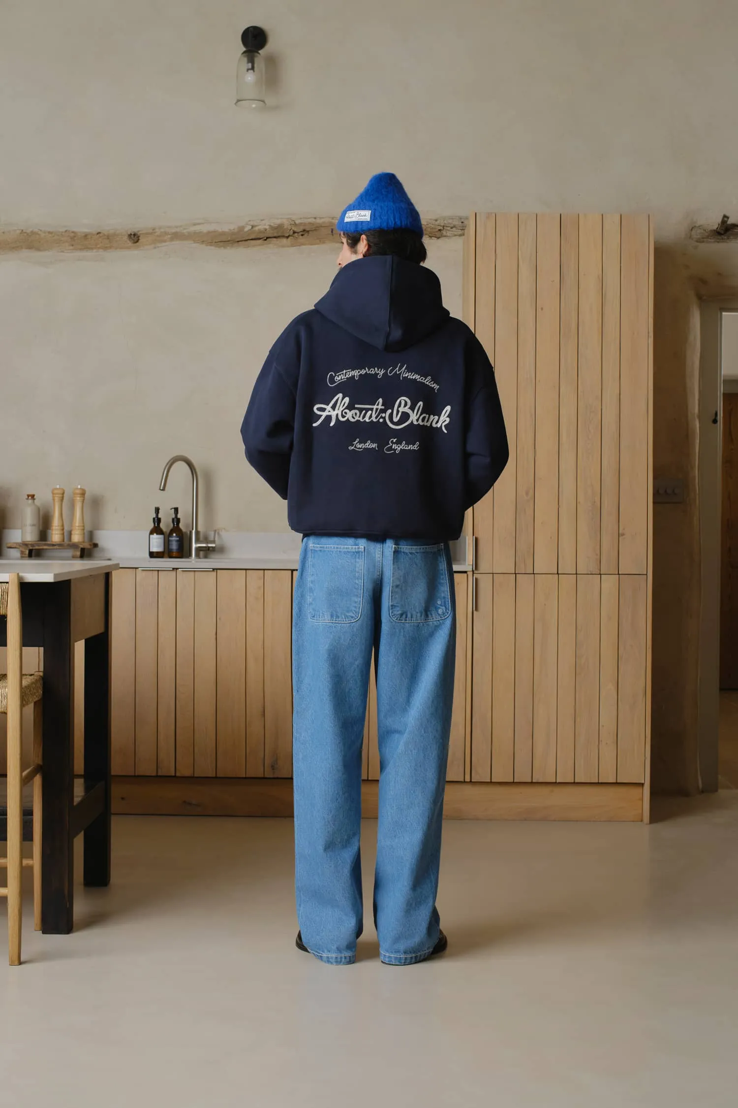 chainstitch zip hoodie navy/ecru sold by about:blank product image thumbnail 3