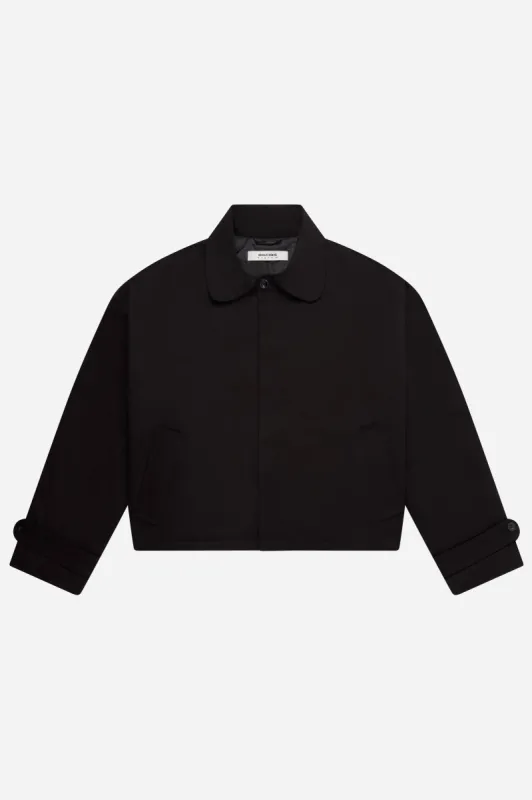 cropped button jacket black sold by about:blank