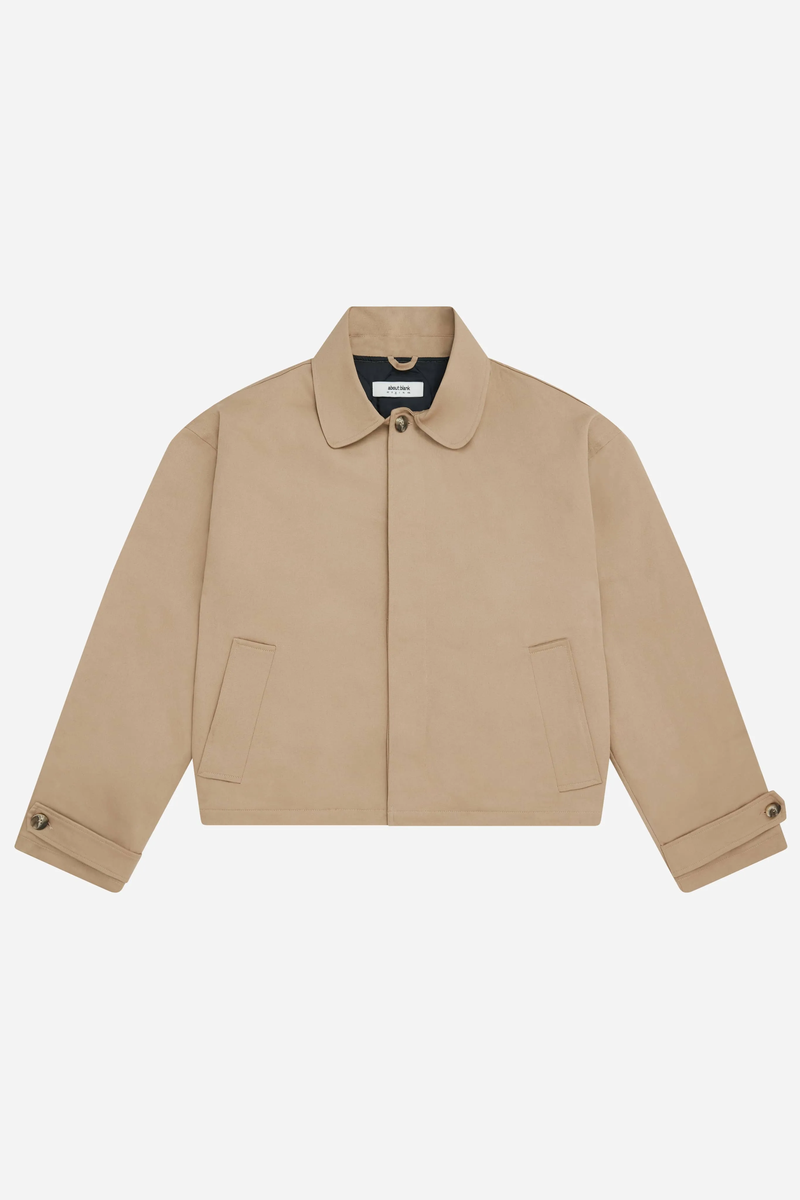 cropped button jacket sand sold by about:blank